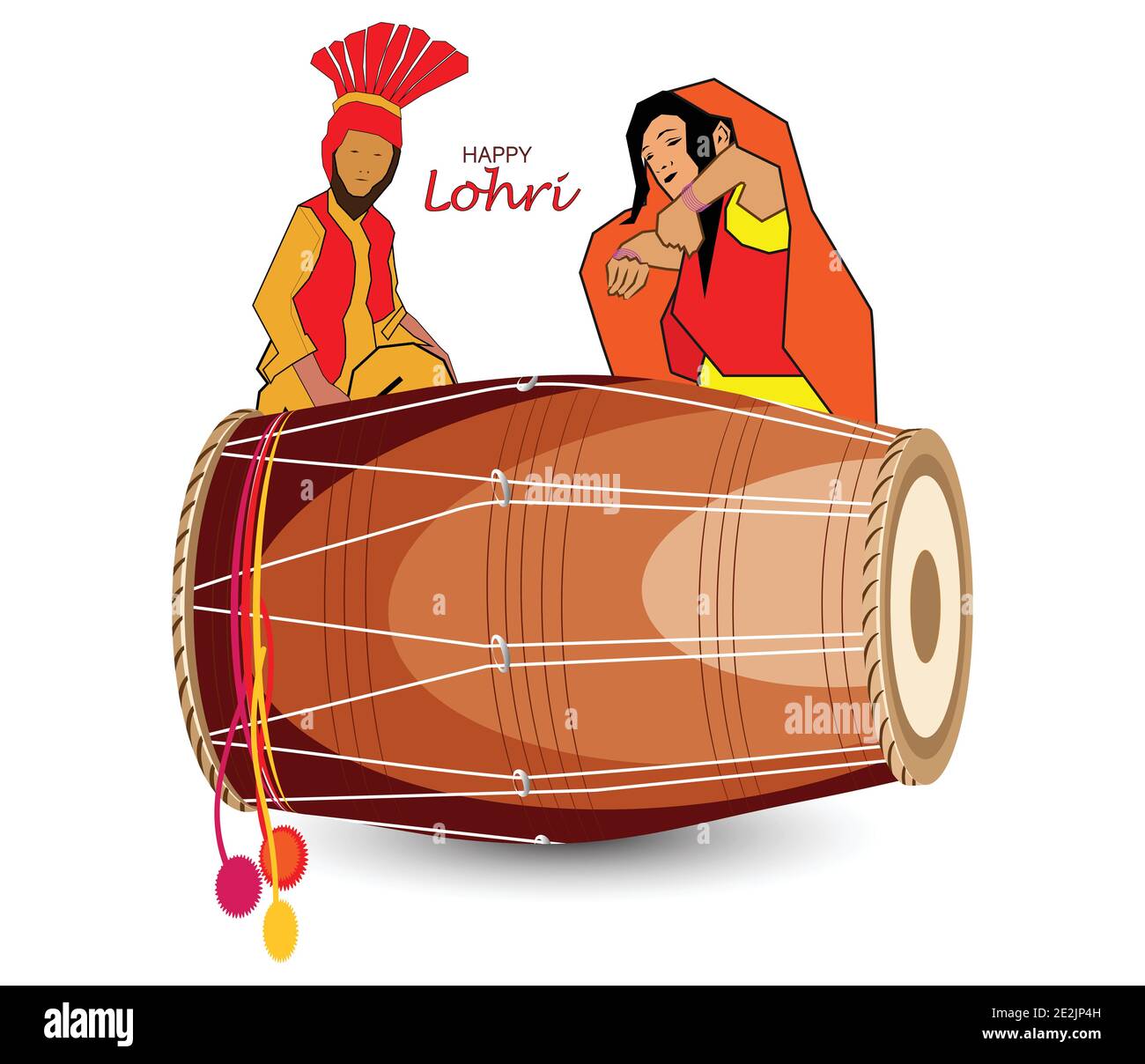 Vector Illustration for Happy Lohri Indian traditional drum or dholak Vector Illustration for Happy Lohri Indian traditional drum or dholak
