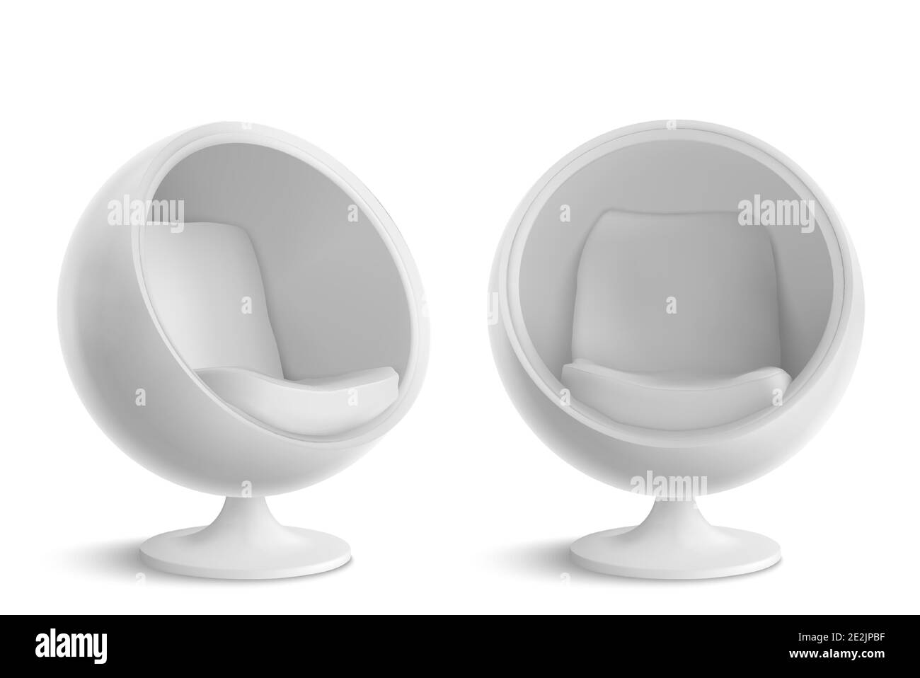 White ball chair, designers furniture for modern stylish house or
