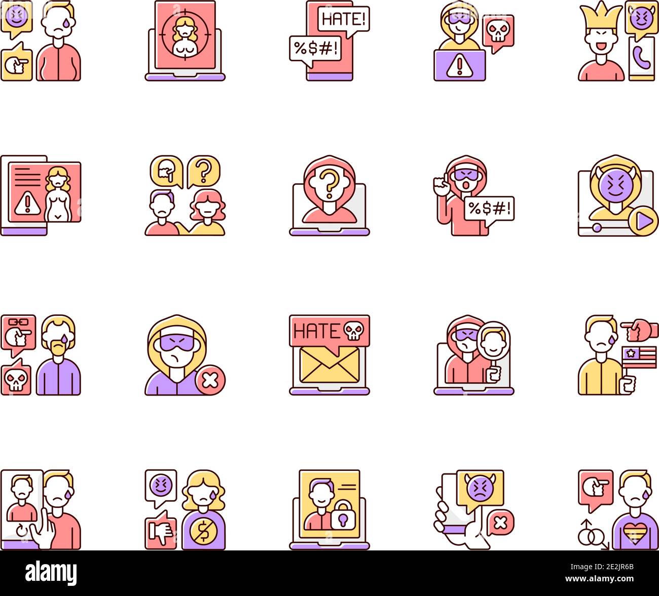 Cyberbullying RGB color icons set Stock Vector Image & Art - Alamy