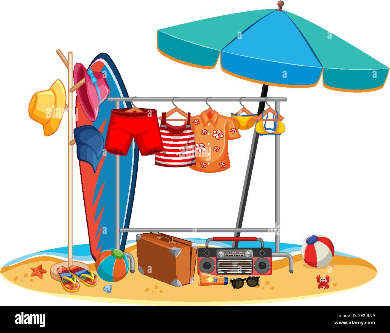 Isolated summer clothes hanging outdoor illustration Stock Vector