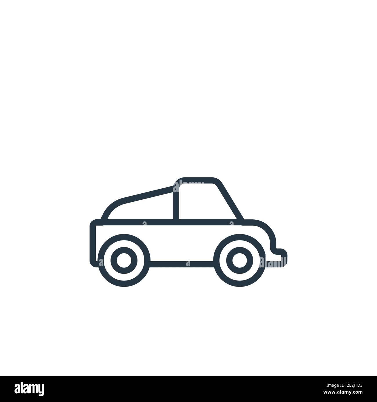 Buggy outline vector icon. Thin line black buggy icon, flat vector simple element illustration from editable free time concept isolated stroke on whit Stock Vector