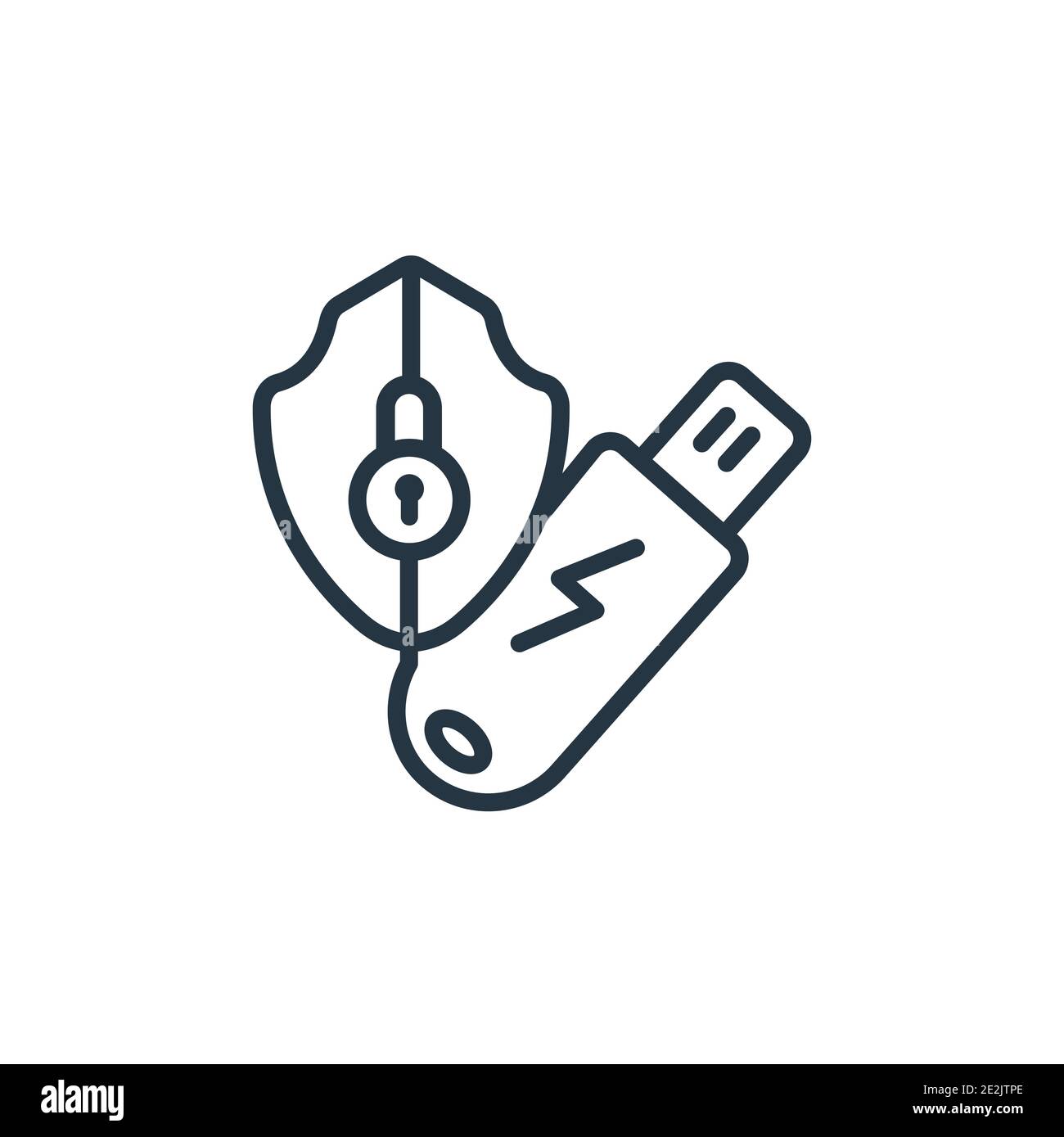 Pendrive security outline vector icon. Thin line black pendrive security icon, flat vector simple element illustration from editable internet security Stock Vector