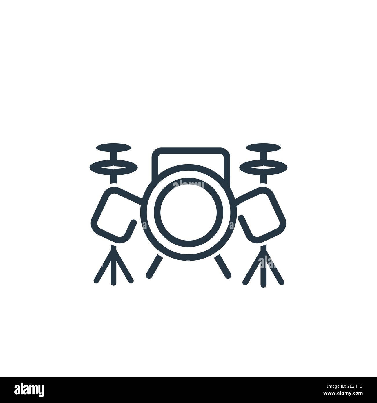 Drum set outline vector icon. Thin line black drum set icon, flat