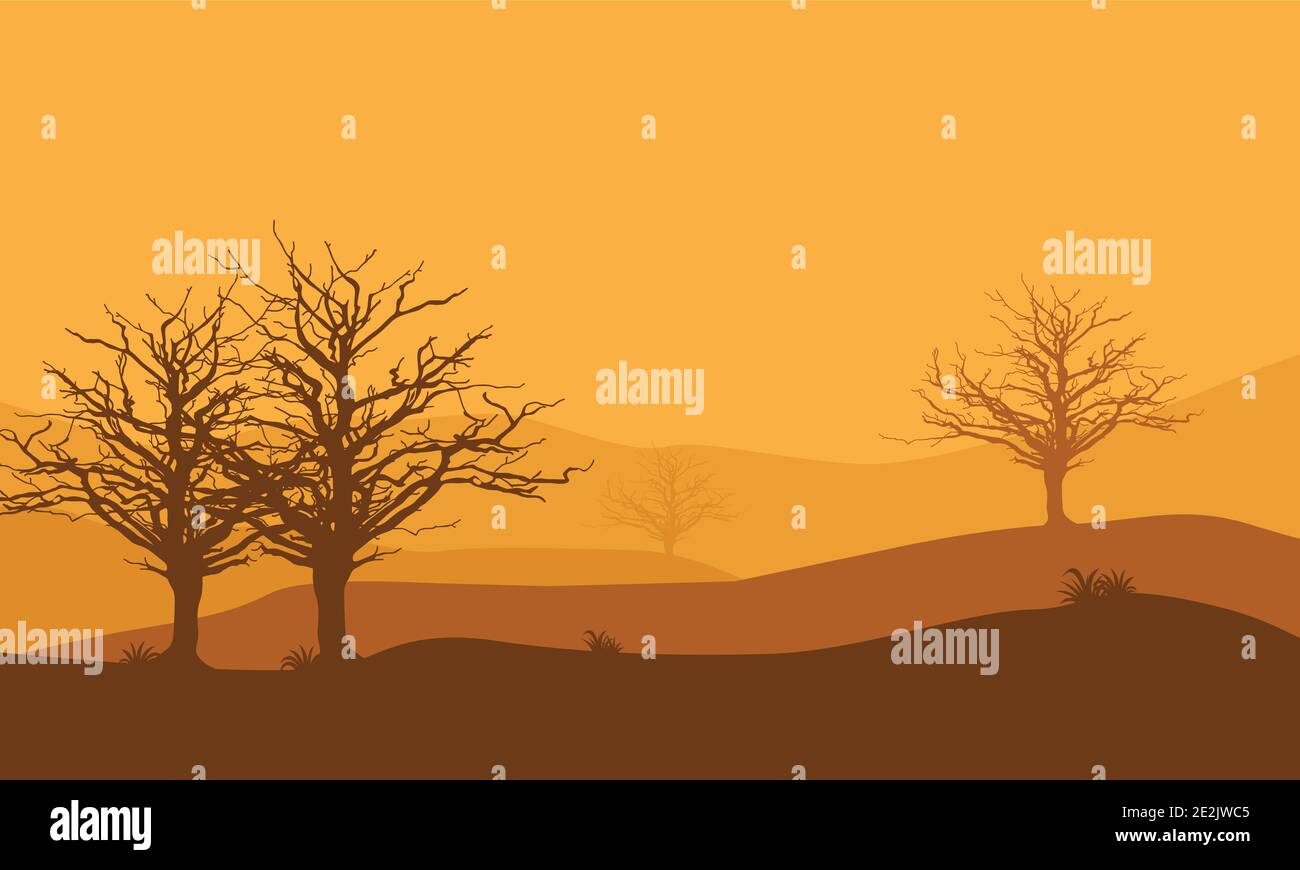 Wonderful desert scenery in the afternoon. Vector illustration of a ...