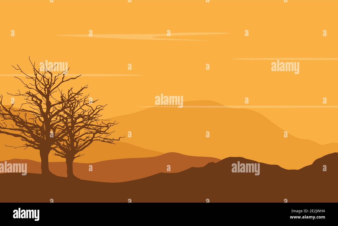 Amazing desert views in the afternoon. Vector illustration of a city ...