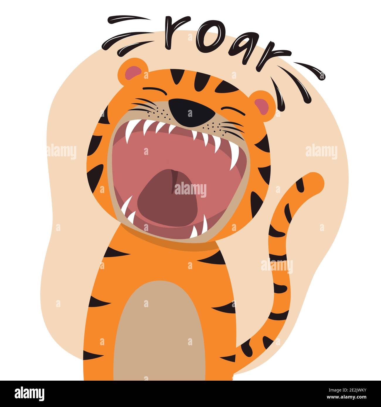 Cute tiger with open mouth roaring Stock Vector Image & Art - Alamy