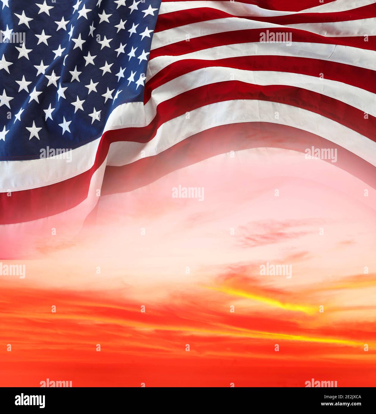 American flag in sunny sky Stock Photo - Alamy