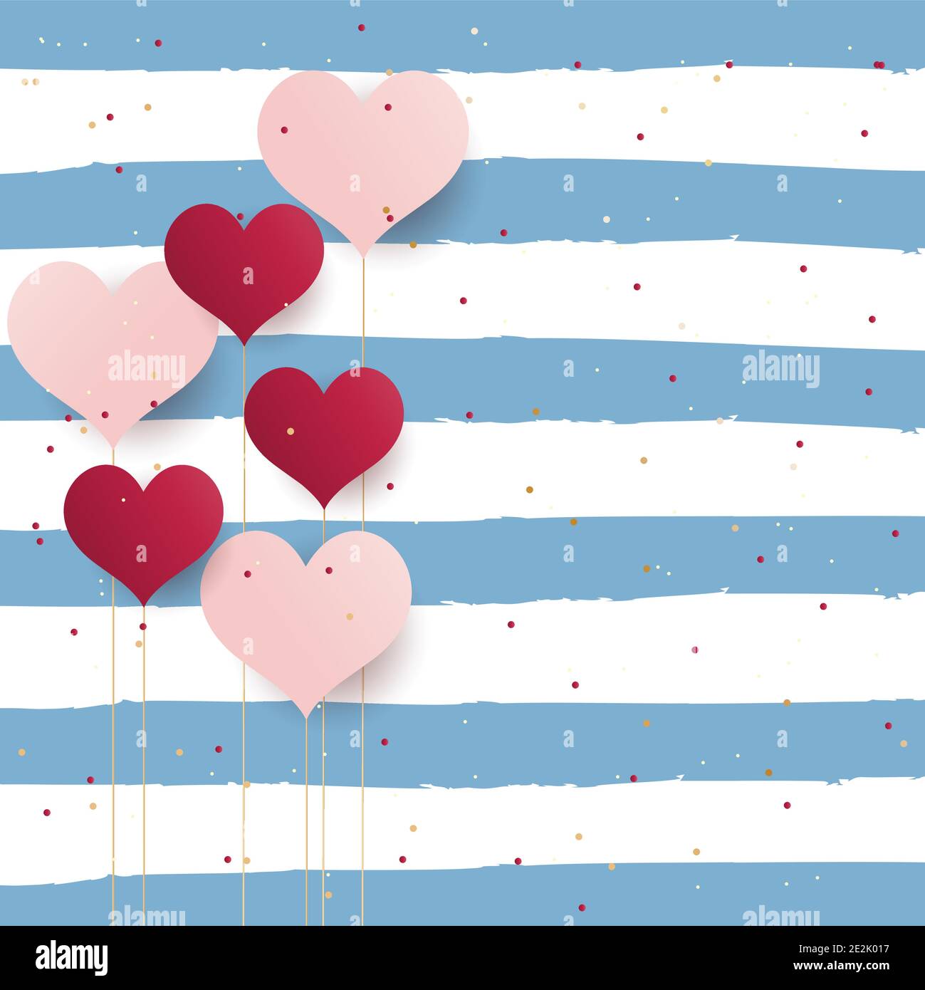 Valentines Day greeting card background with paper cut red and pink ...