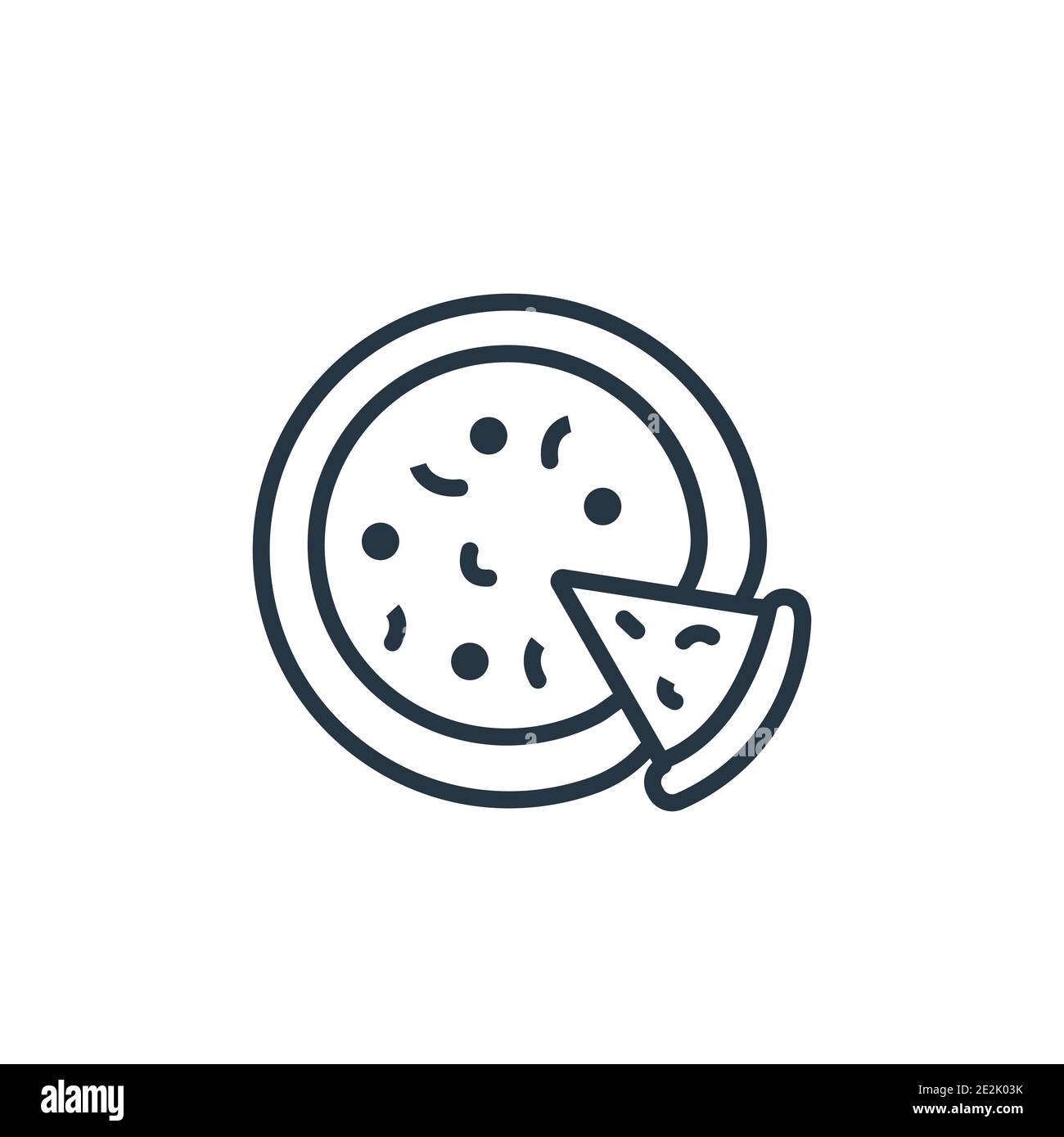 Pizza outline vector icon. Thin line black pizza icon, flat vector ...