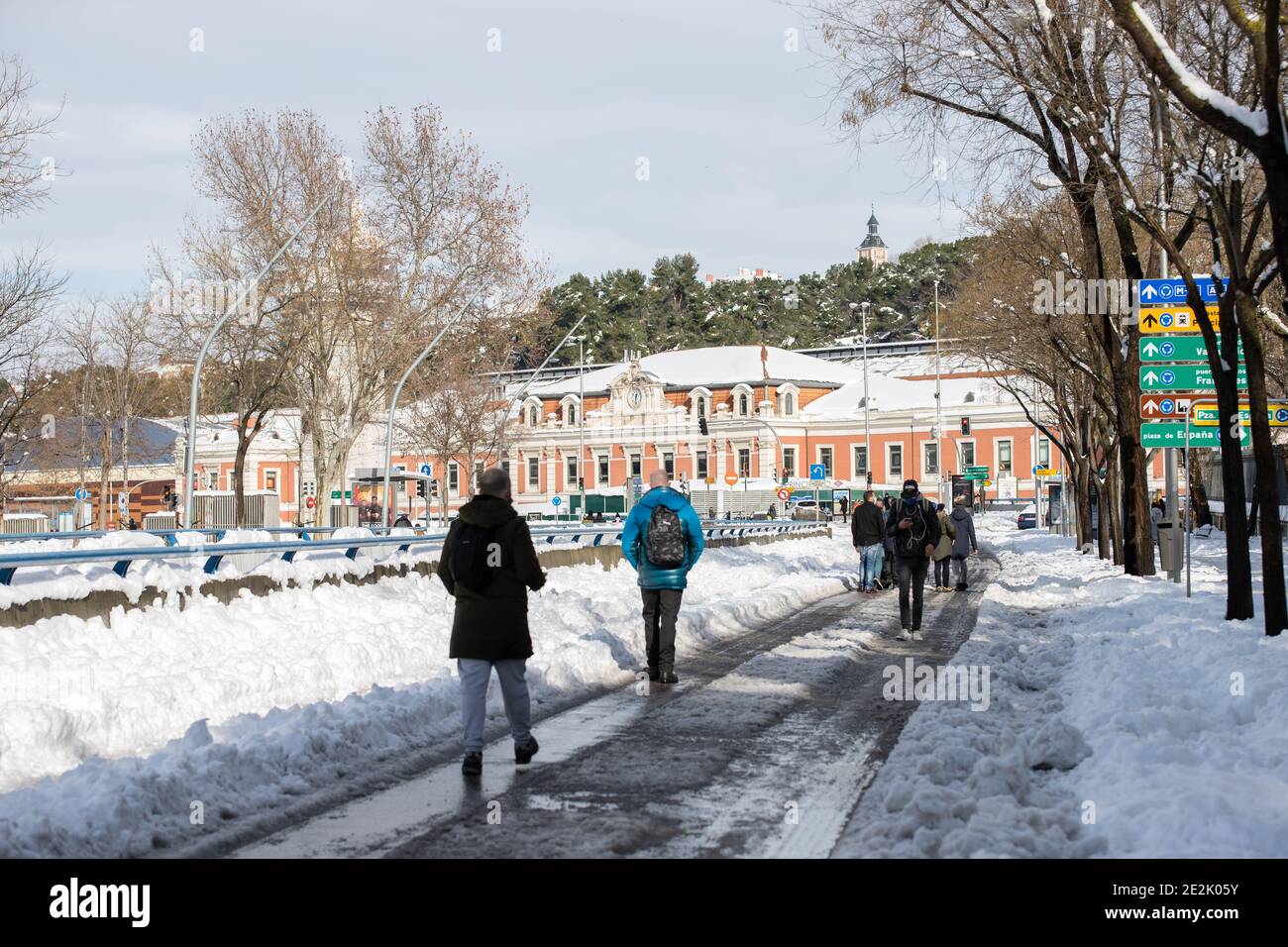 Spain In January Historic snowfall in Madrid, capital of Spain in January 2021. Old ...