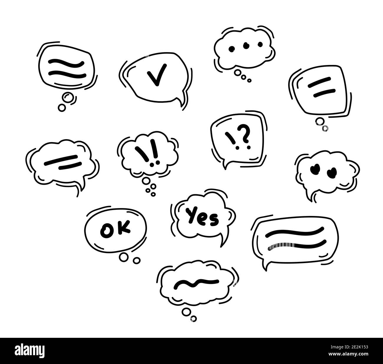 Black Speech Bubble Line Icons Hand Drawn Doodle Dialog Speech Black Speech Bubble Line Icons Hand Drawn Doodle Dialog Speech