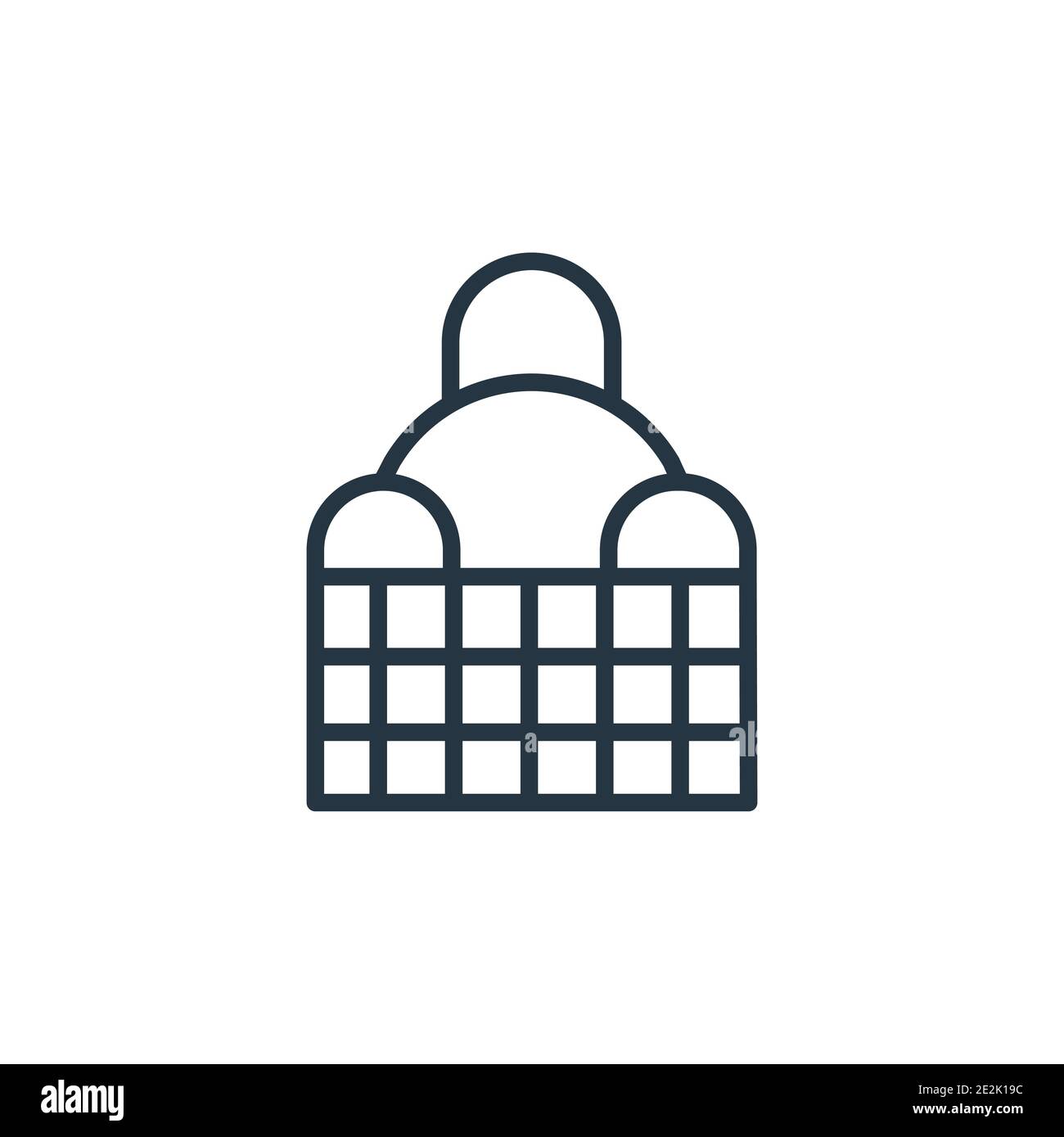 Bricks outline vector icon. Thin line black bricks icon, flat vector simple element illustration from editable history concept isolated stroke on whit Stock Vector