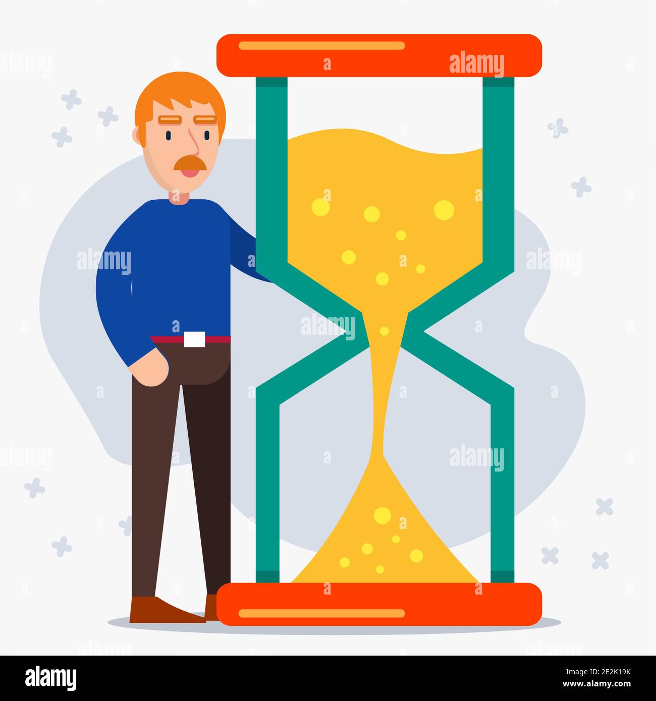 businessman with hourglass for work deadlines concept vector illustration Stock Vector
