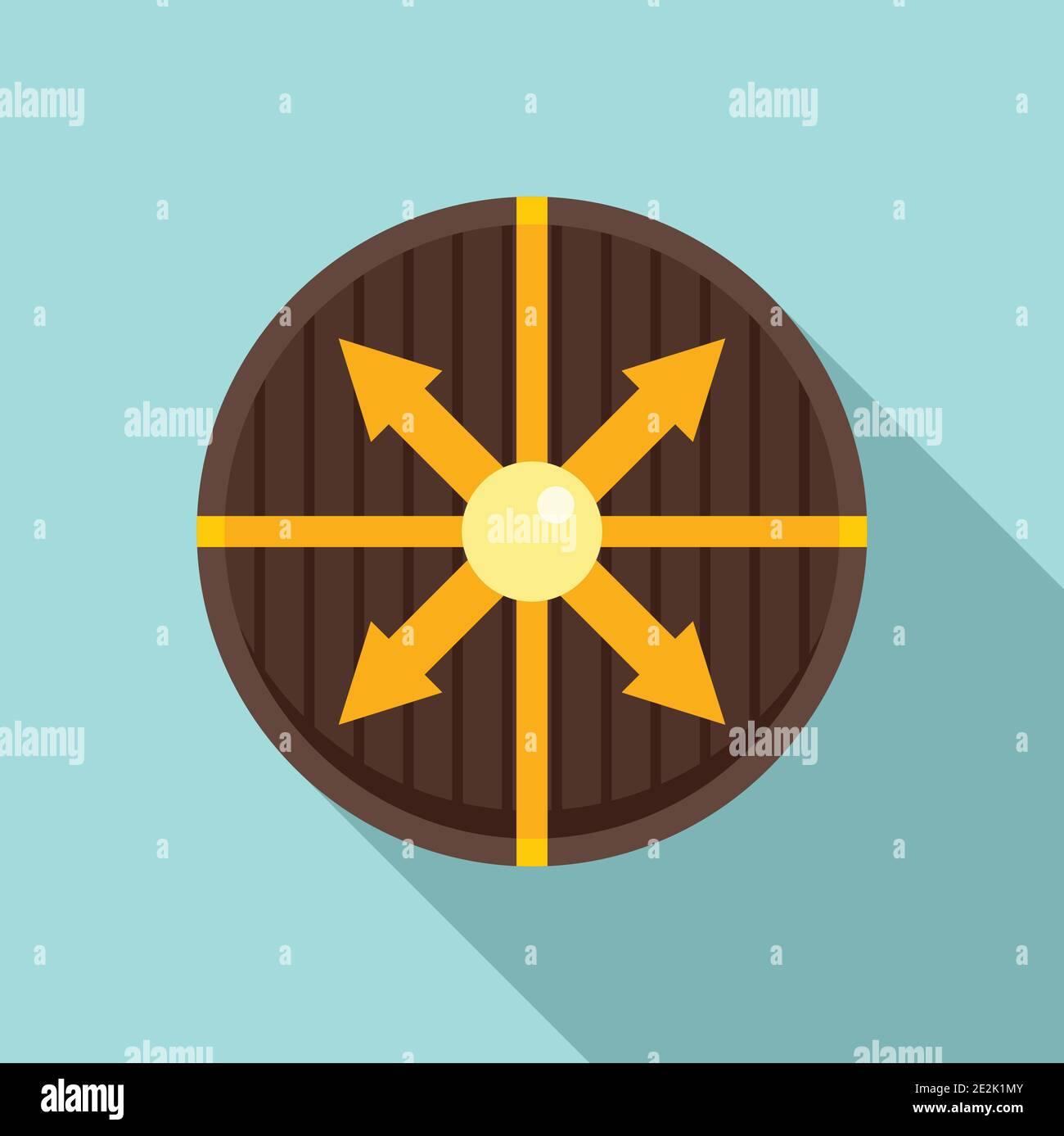 Viking round shield icon, flat style Stock Vector