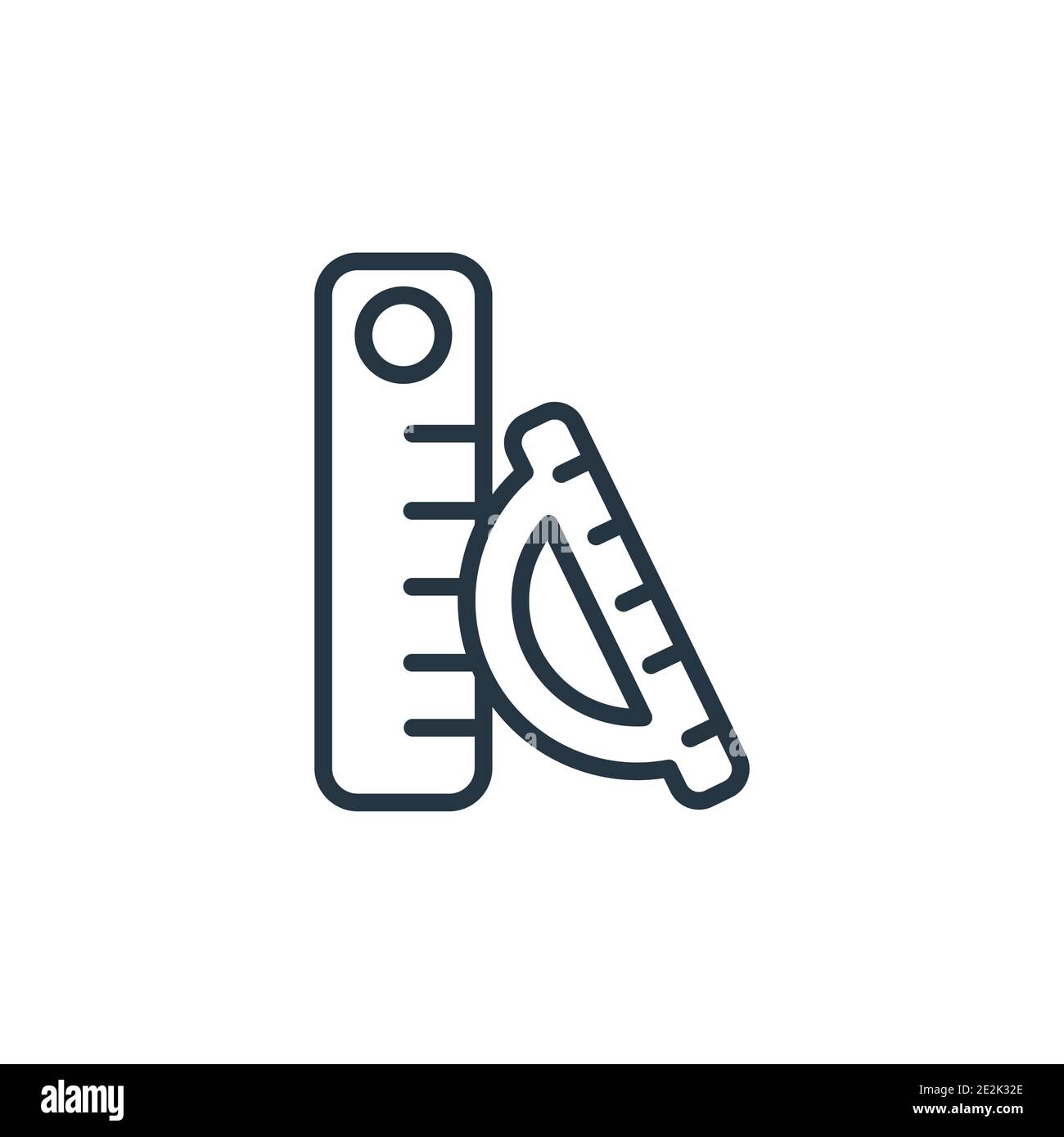 Ruler outline vector icon. Thin line black ruler icon, flat vector ...