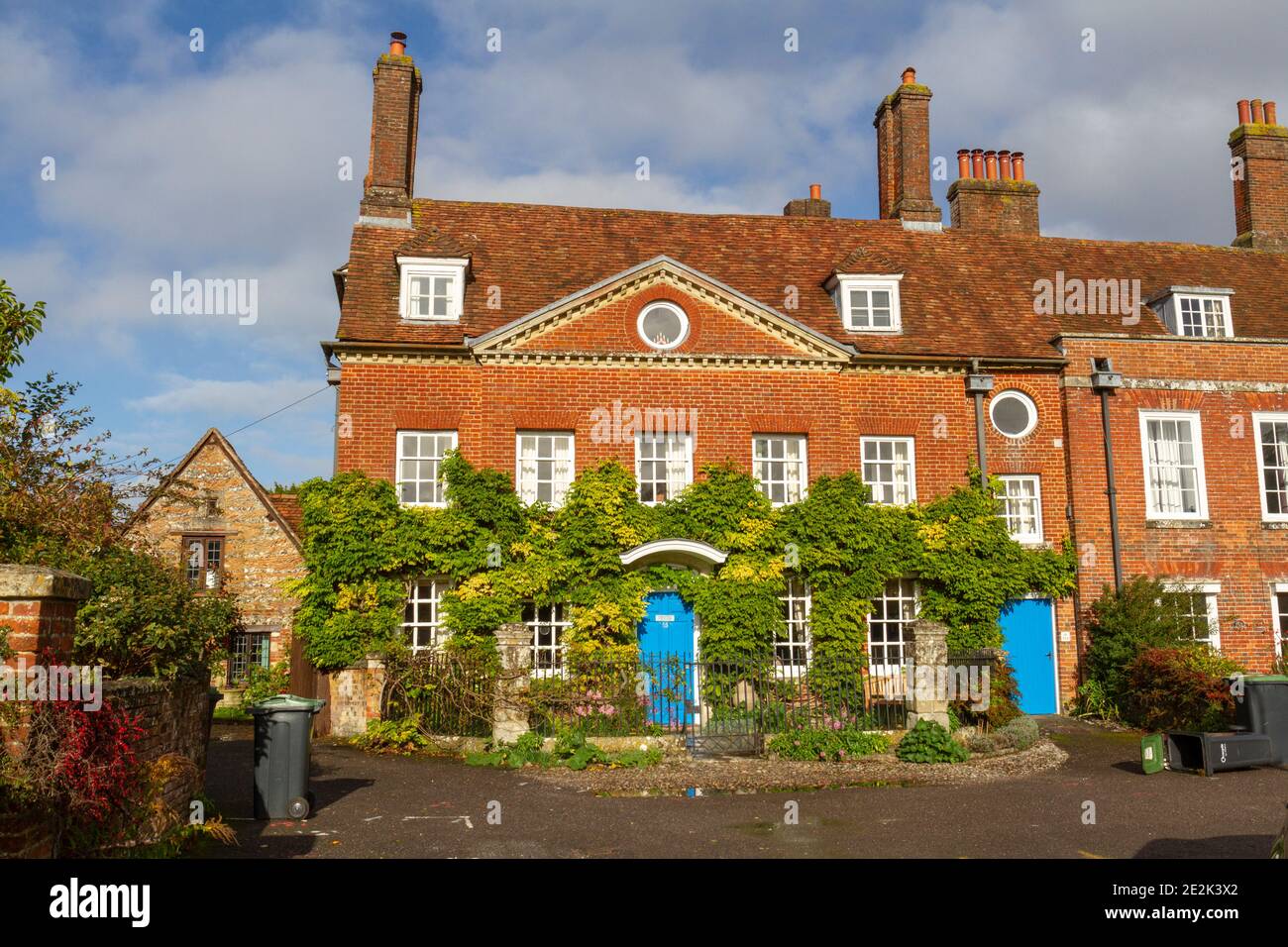 Beautiful houses on Choristers Square, The Close, Salisbury, Wiltshire