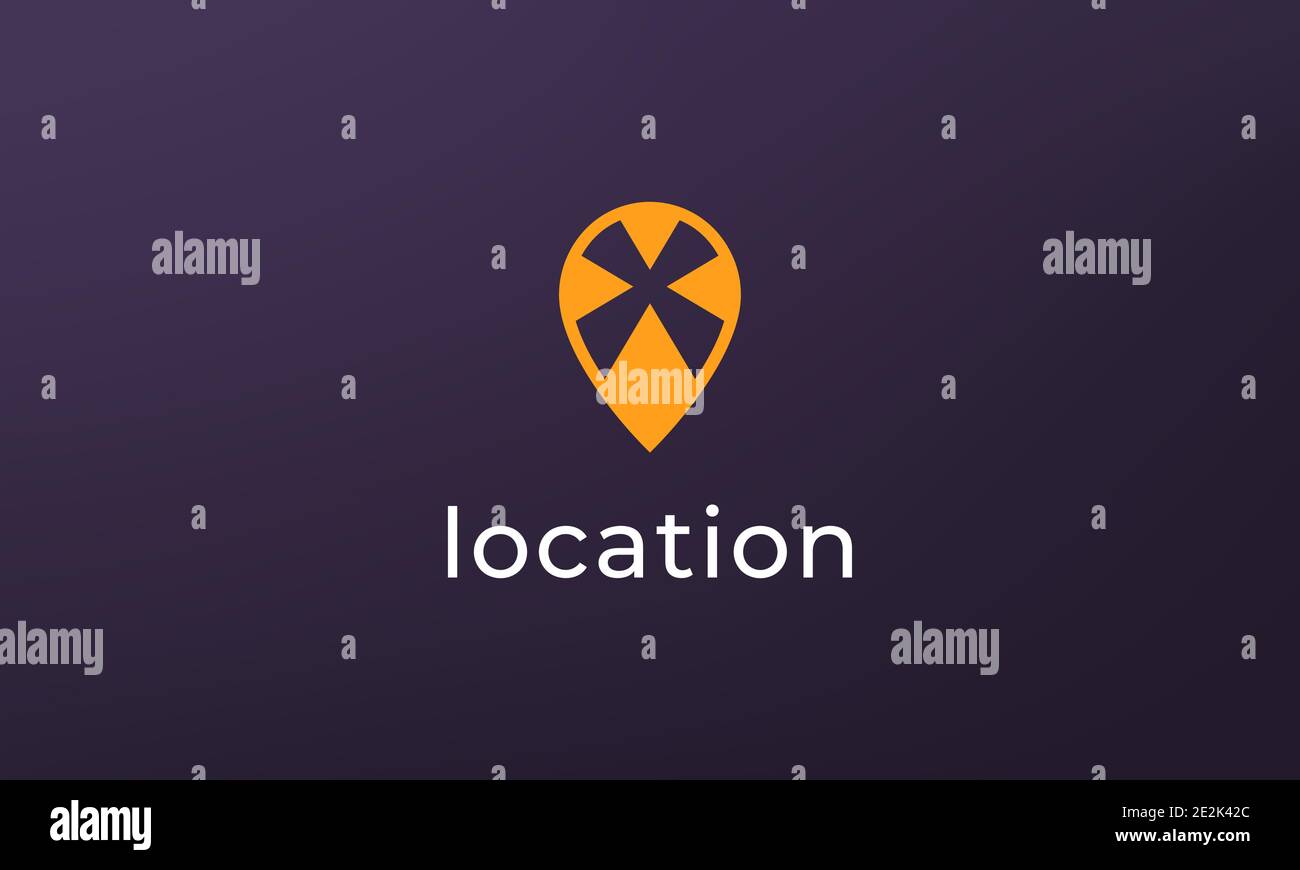 Simple pin position logo. abstract destination location icon, route direction symbol design Stock Vector