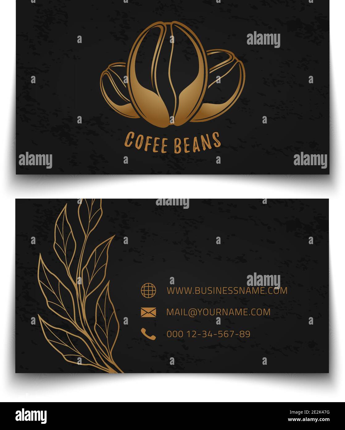 Coffee beans logo design. Black busines card template for corporate