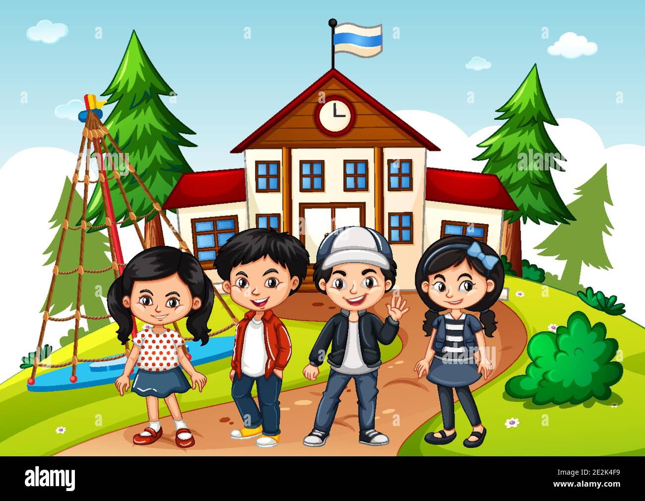 Children in the school scene illustration Stock Vector Image & Art - Alamy