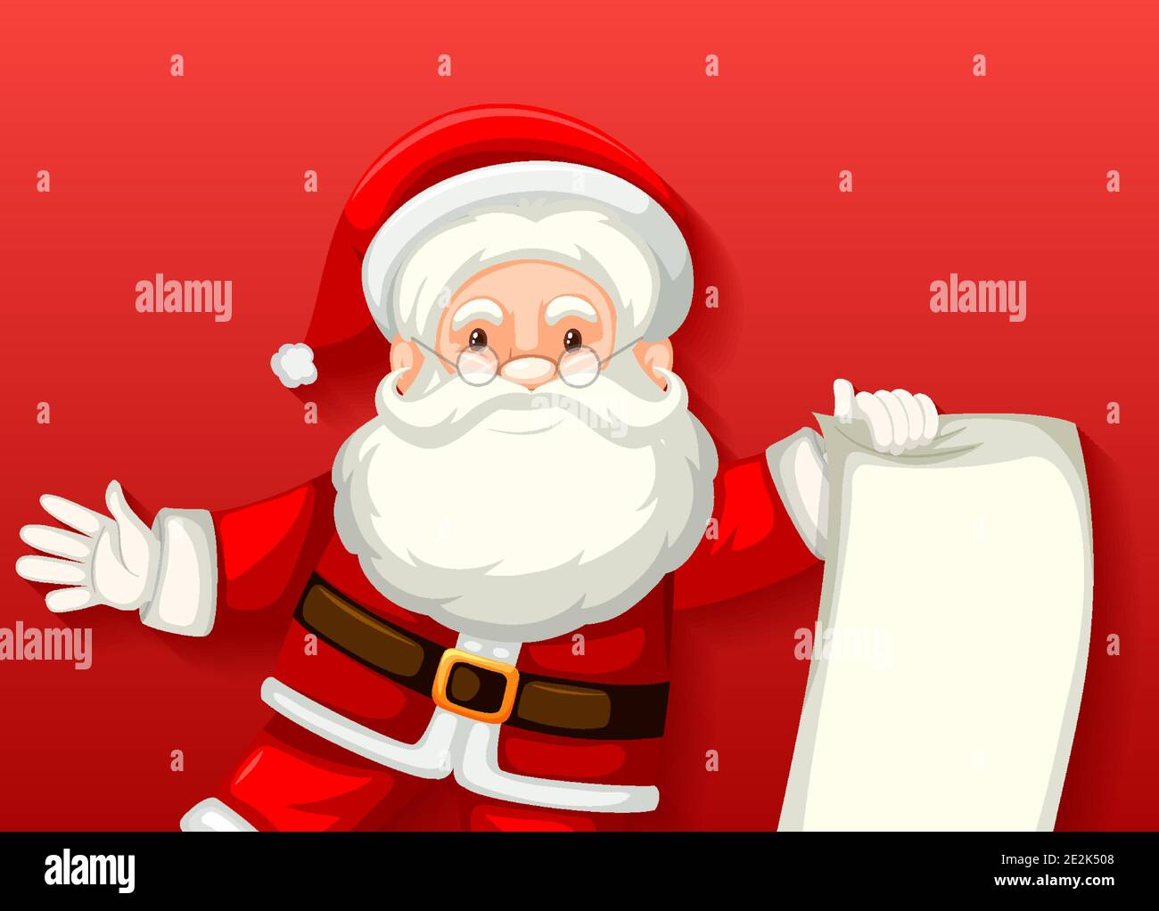 Cute Santa Claus holding blank paper cartoon character on red ...