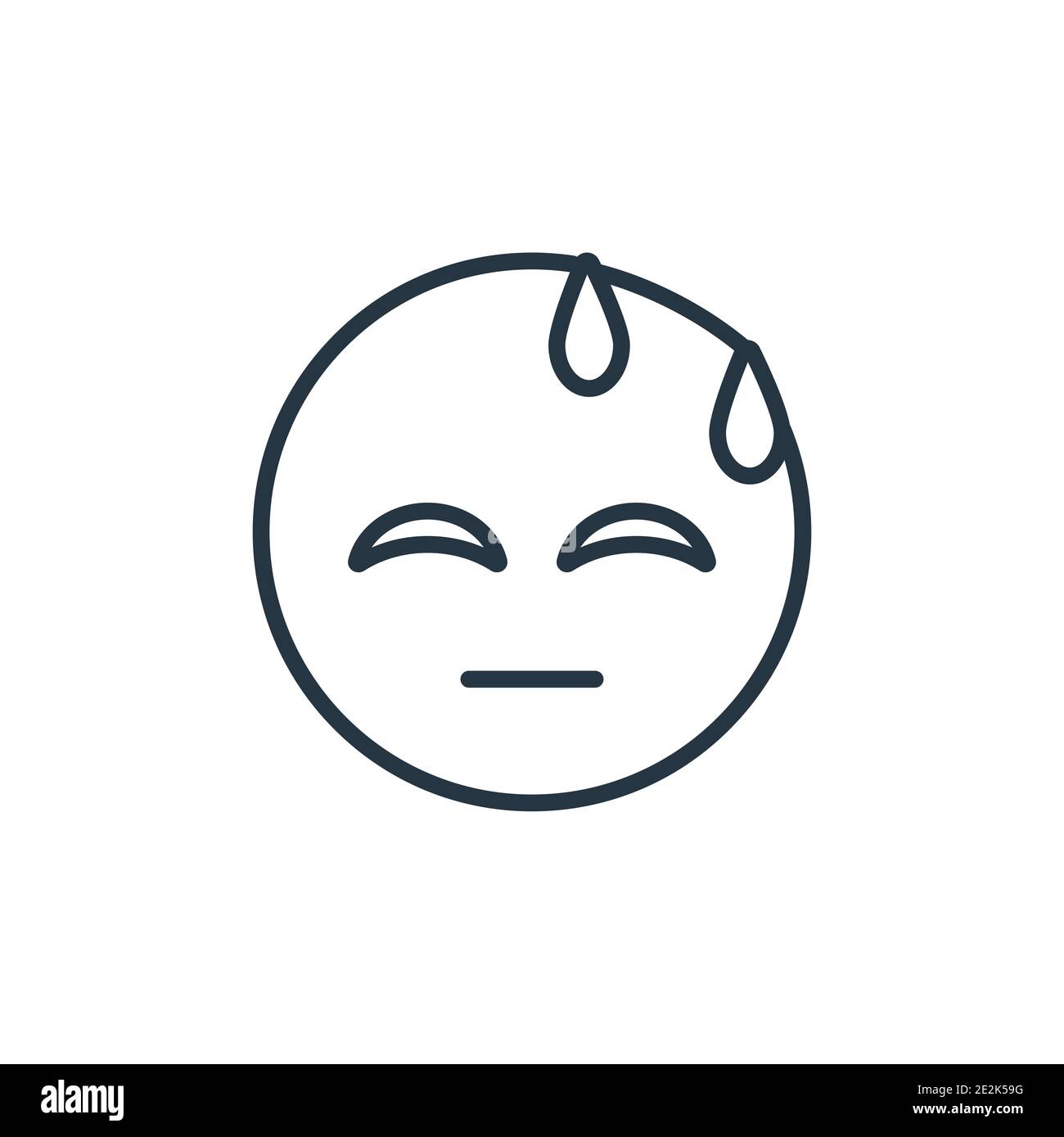 Sweating emoji outline vector icon. Thin line black sweating emoji icon ...