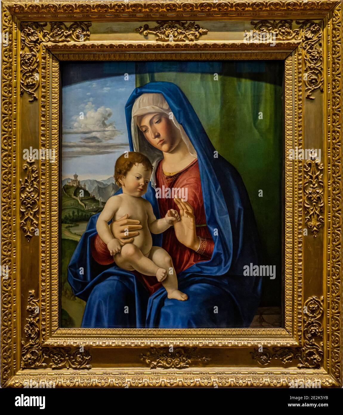 Painting Madonna and Child by Cima da Conegliano from 1504 at Uffizi Gallery Stock Photo