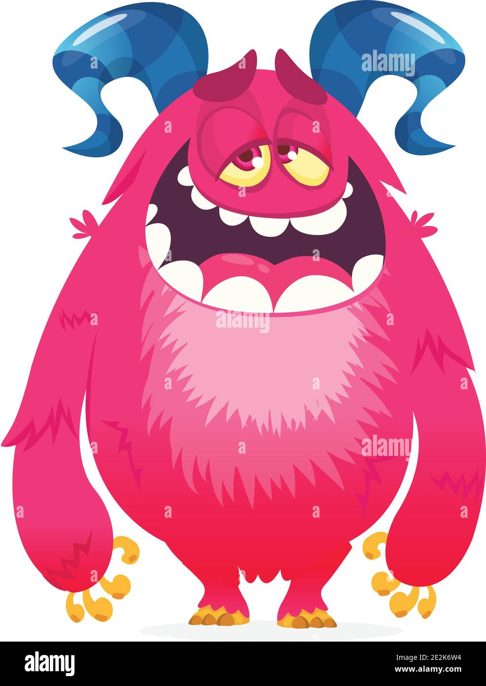Funny cartoon monster with tired or sleepy expression on his face. Vector  illustration Stock Vector Image & Art - Alamy