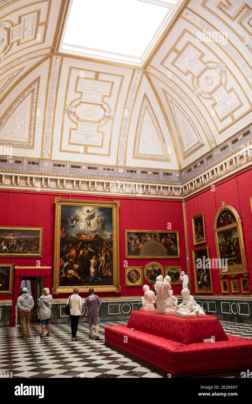 The Museum Hall inside the Orangery Palace at Sanssouci Park in Potsdam, Germany, housing copies of Renaissance art of the Prussian royal family. Stock Photo