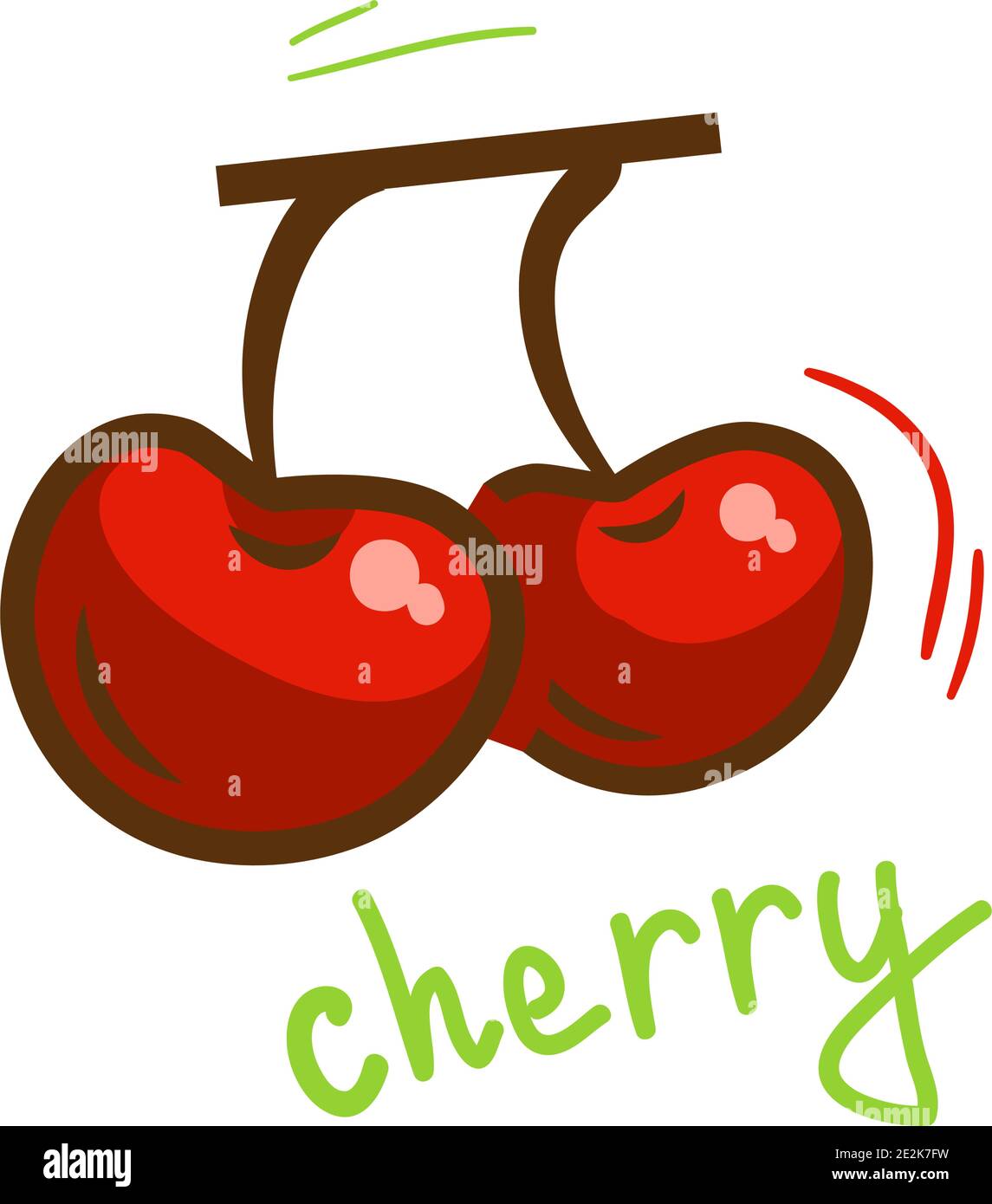Ripe red fresh cherry berries. Vector Illustration. Stock Vector