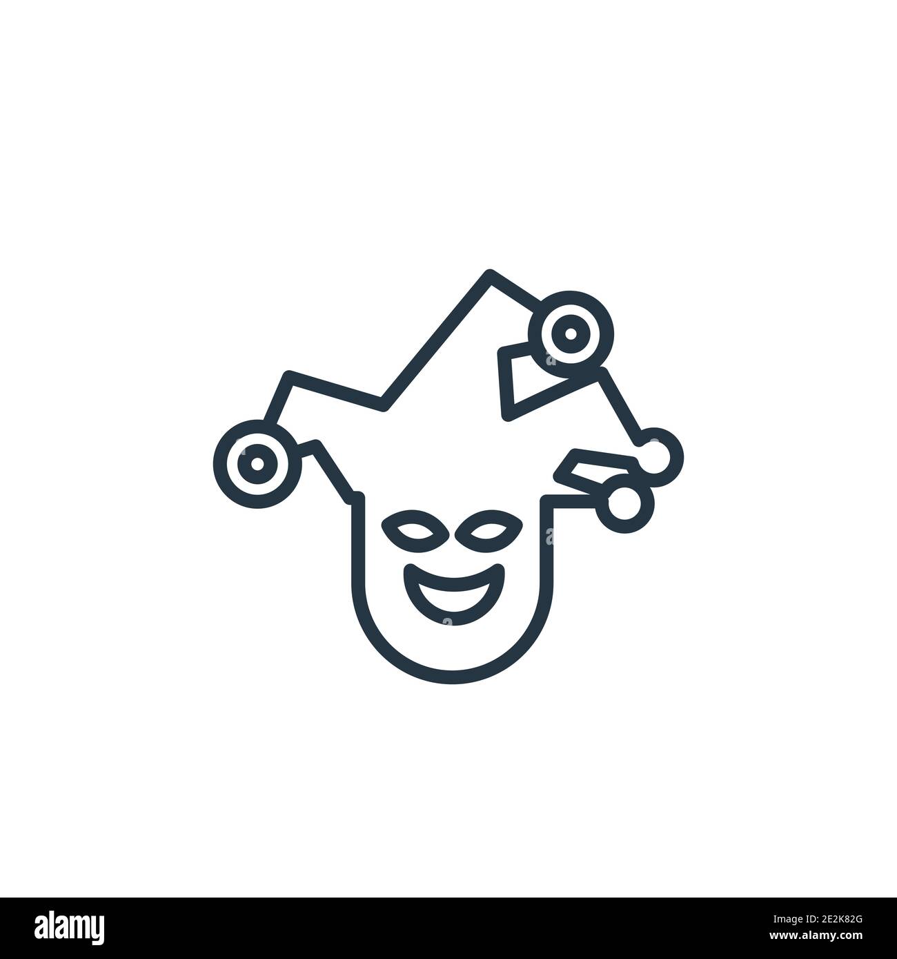 Joker face outline vector icon. Thin line black joker face icon, flat