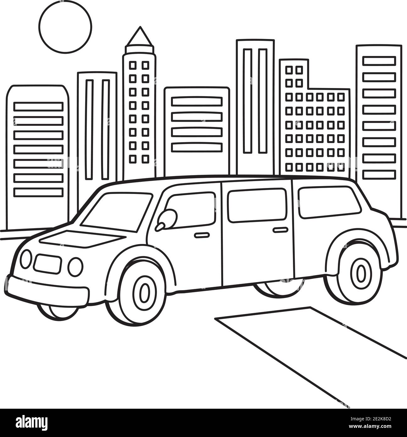 Stretch Limousine Coloring Page Stock Vector