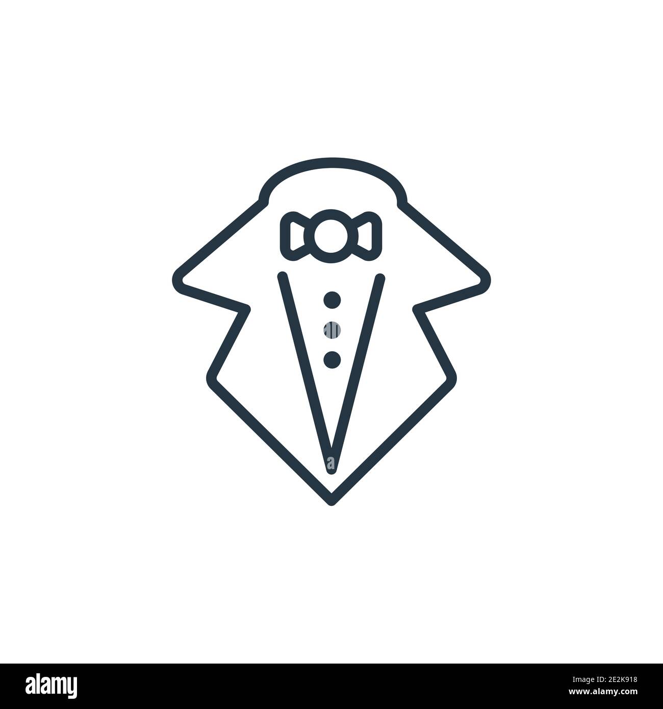 Tux outline vector icon. Thin line black tux icon, flat vector simple ...