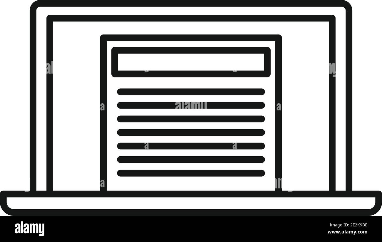 Realtor laptop icon, outline style Stock Vector