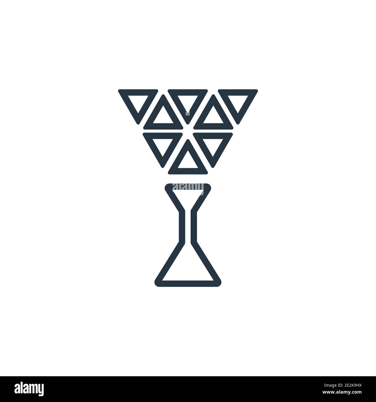 Polygonal martini glass shape outline vector icon. Thin line black