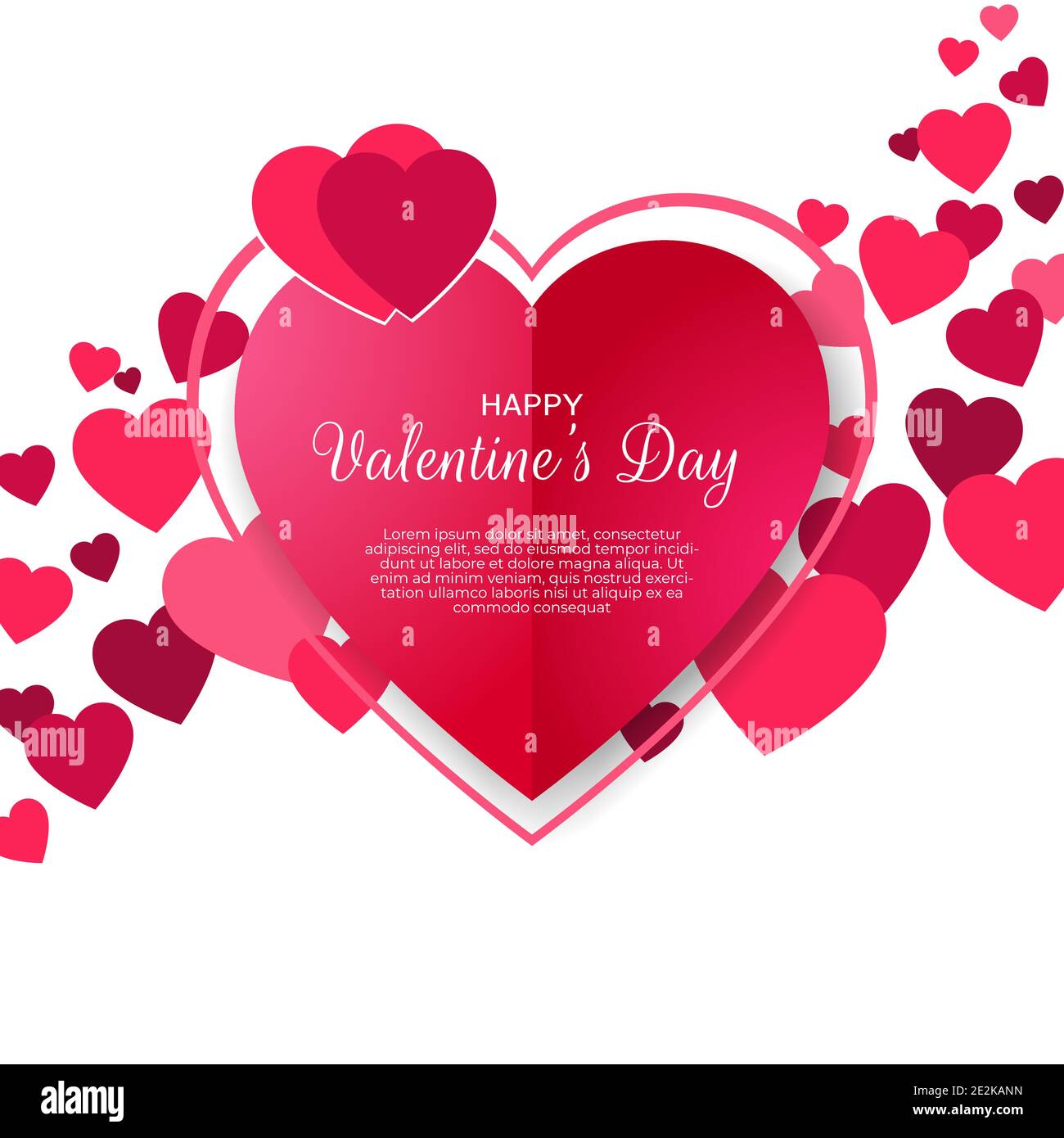Valentines day greeting card with pink hearts. Happy valentine day banner.  Love decorative concept design on white background. Vector illustration. Sa  Stock Vector Image & Art - Alamy