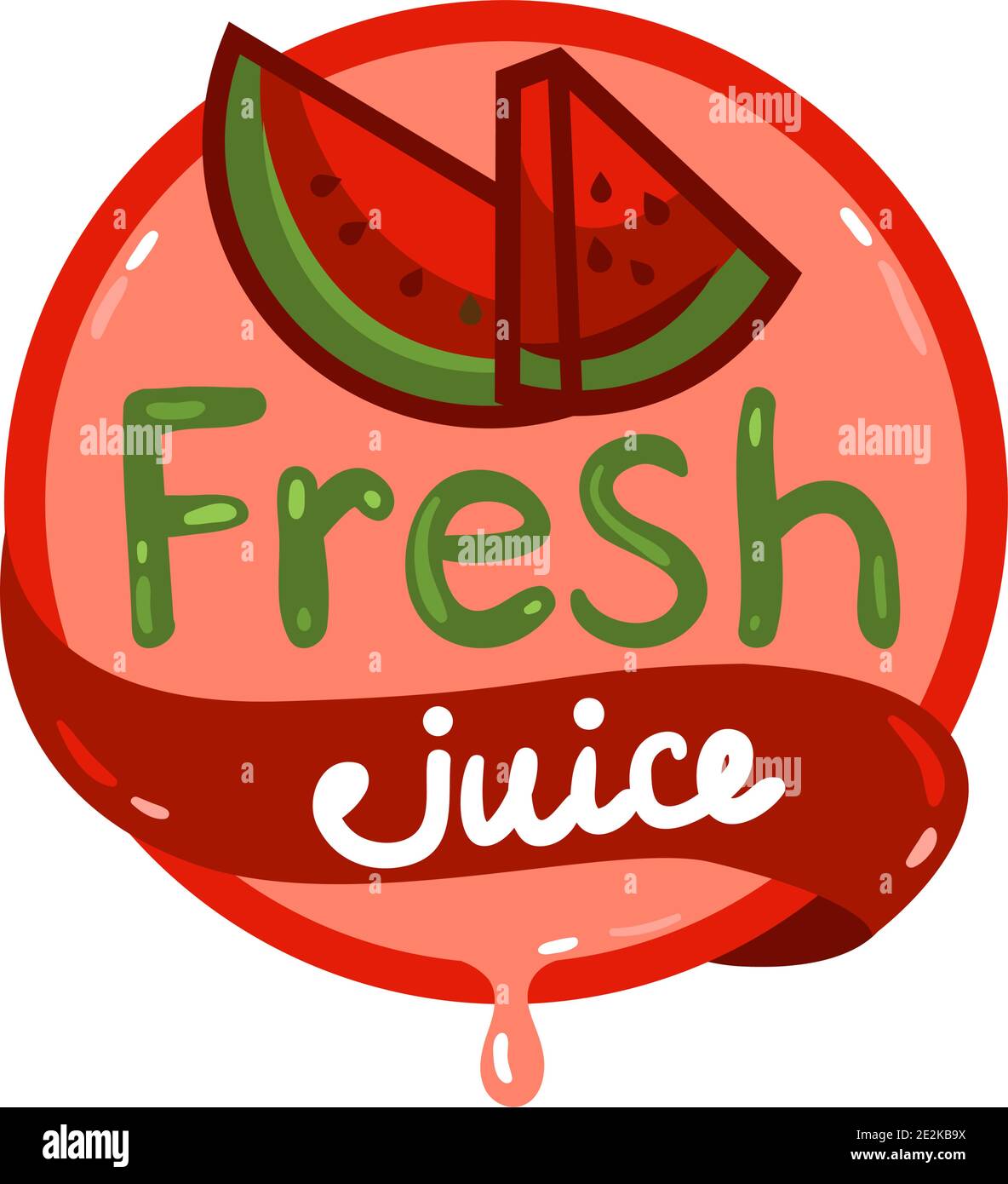 Colorful fresh watermelon juice emblem, vector illustration for your design. Stock Vector