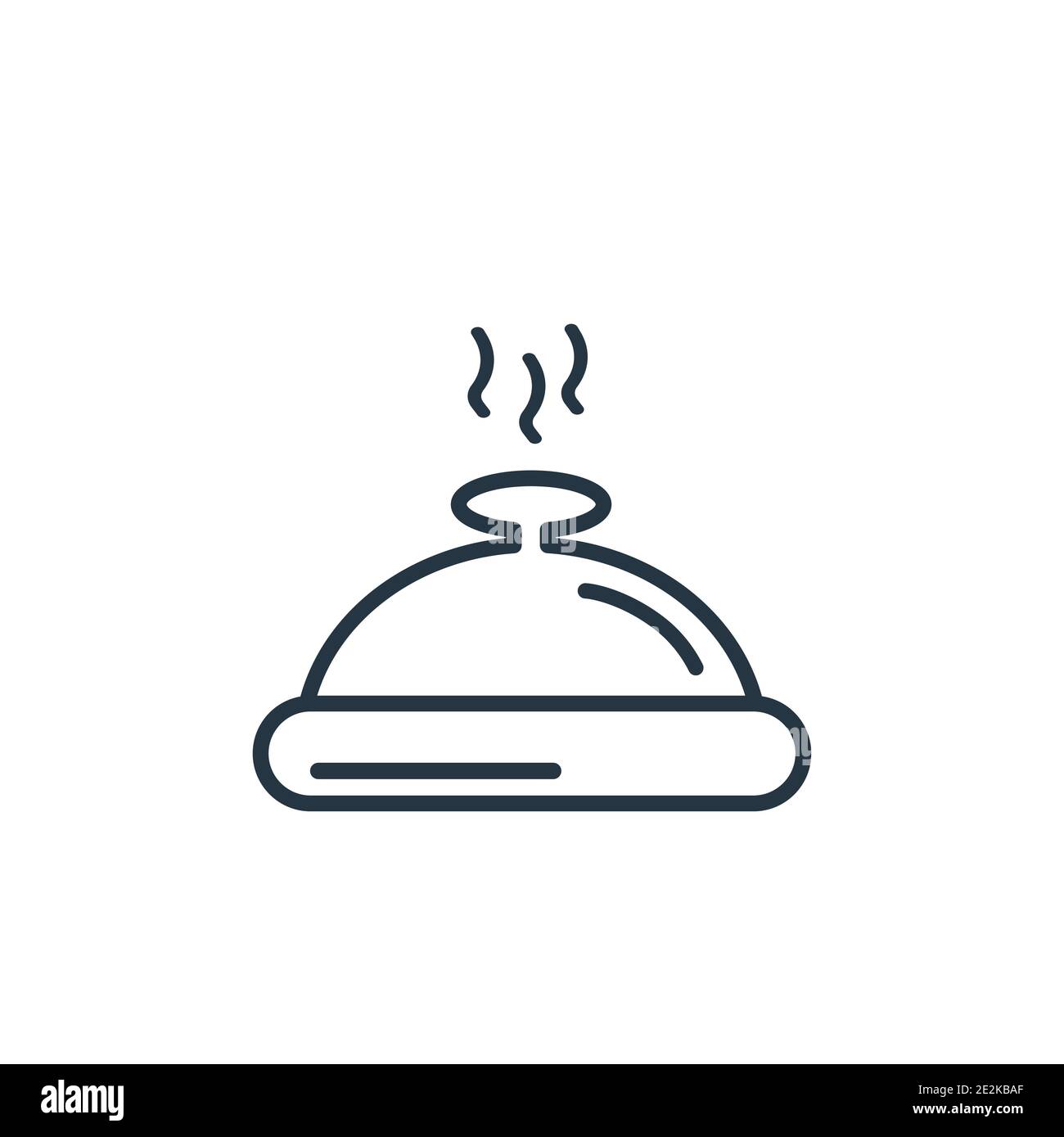 Serving dish outline vector icon. Thin line black serving dish icon