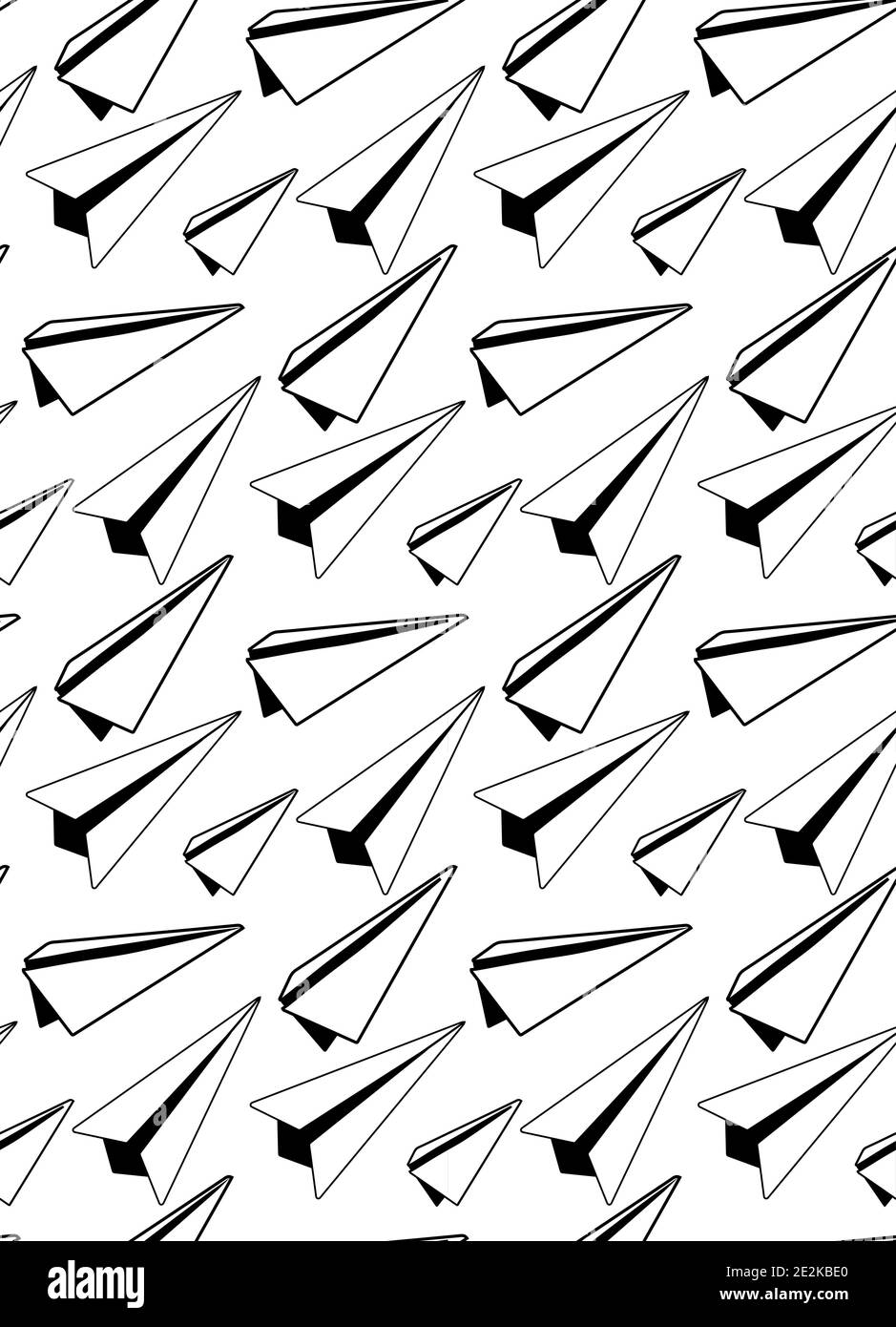 Seamless pattern of black and white sketches of paper airplanes ...
