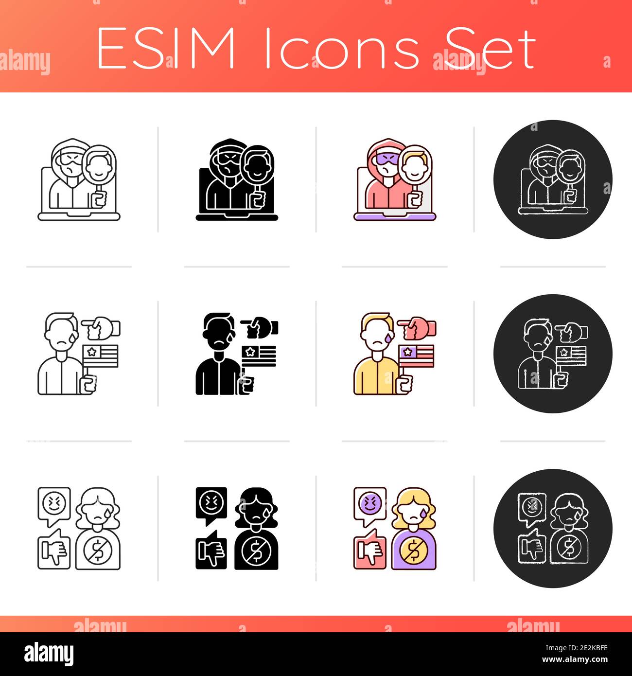 Cyberharassment icons set Stock Vector Image & Art - Alamy