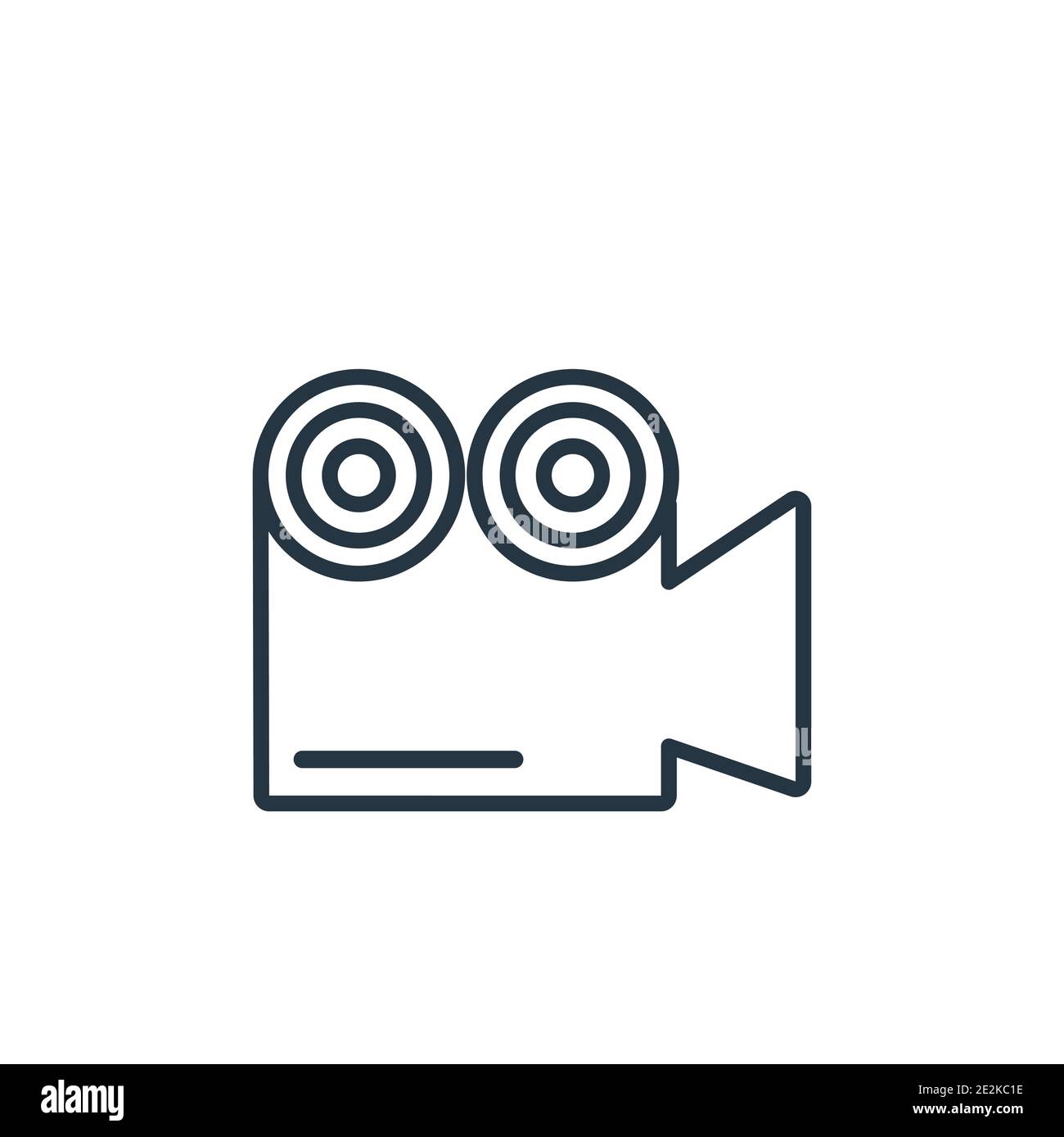 Film camera outline vector icon. Thin line black film camera icon, flat ...