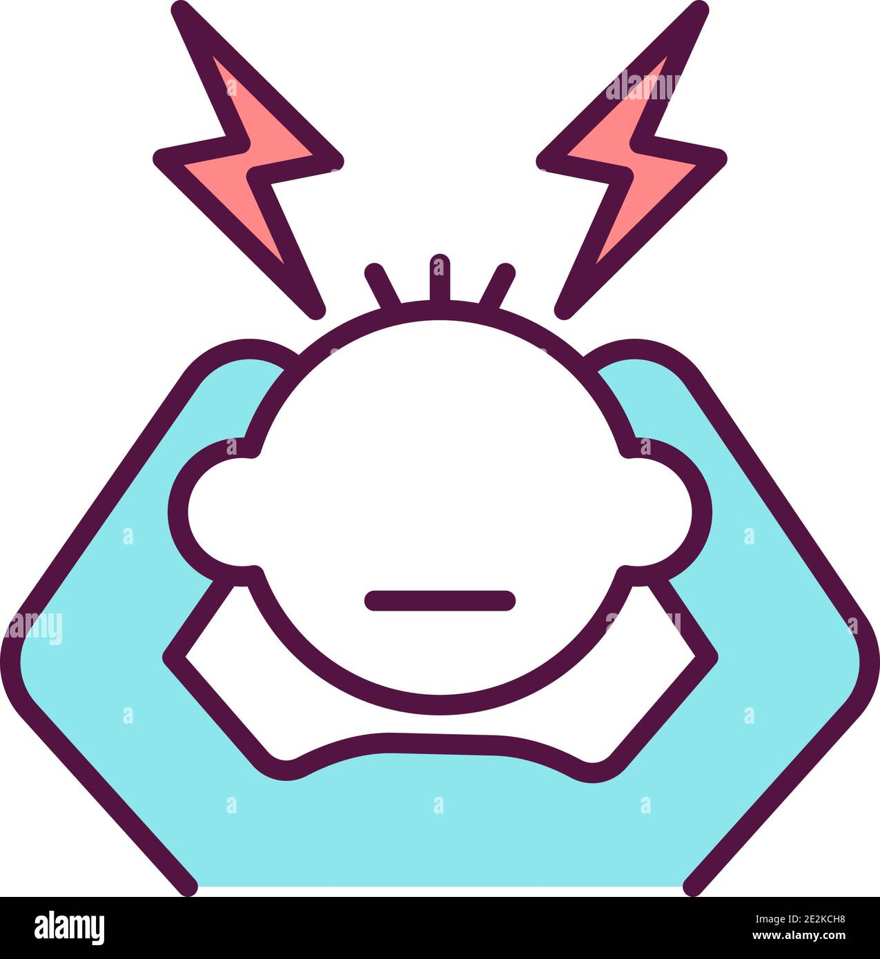 Stressed child RGB color icon Stock Vector