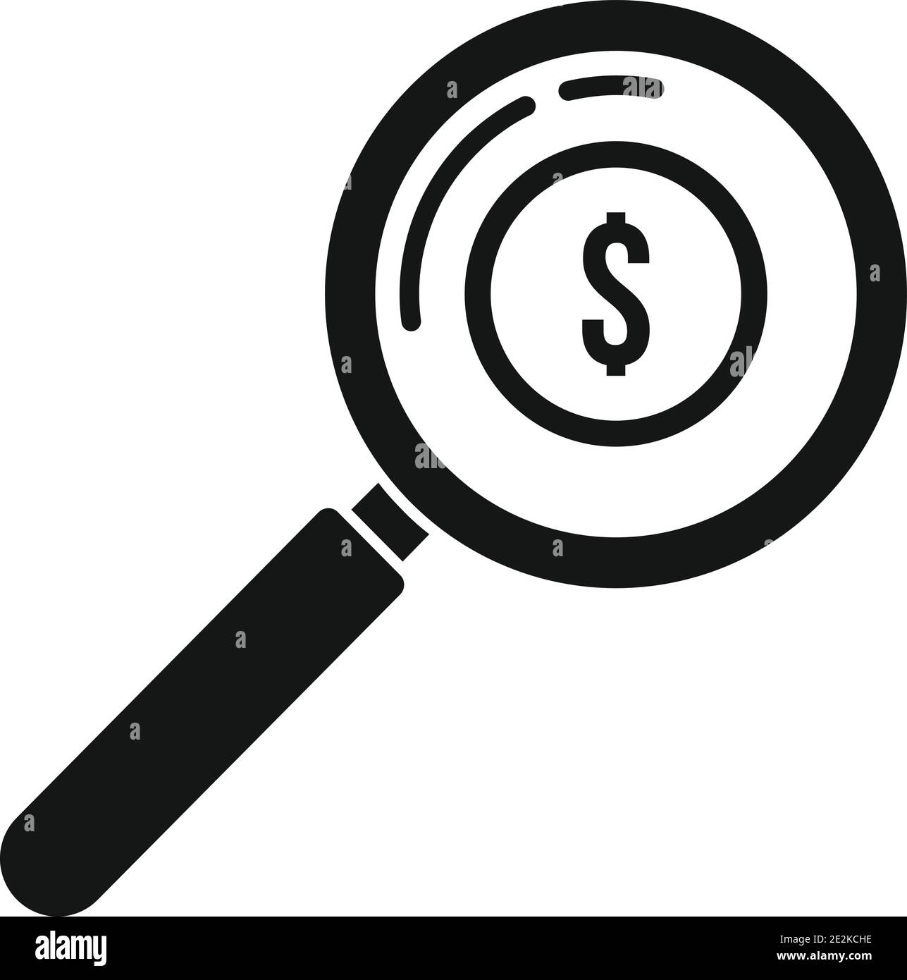 Magnifier money estimator icon, simple style Stock Vector