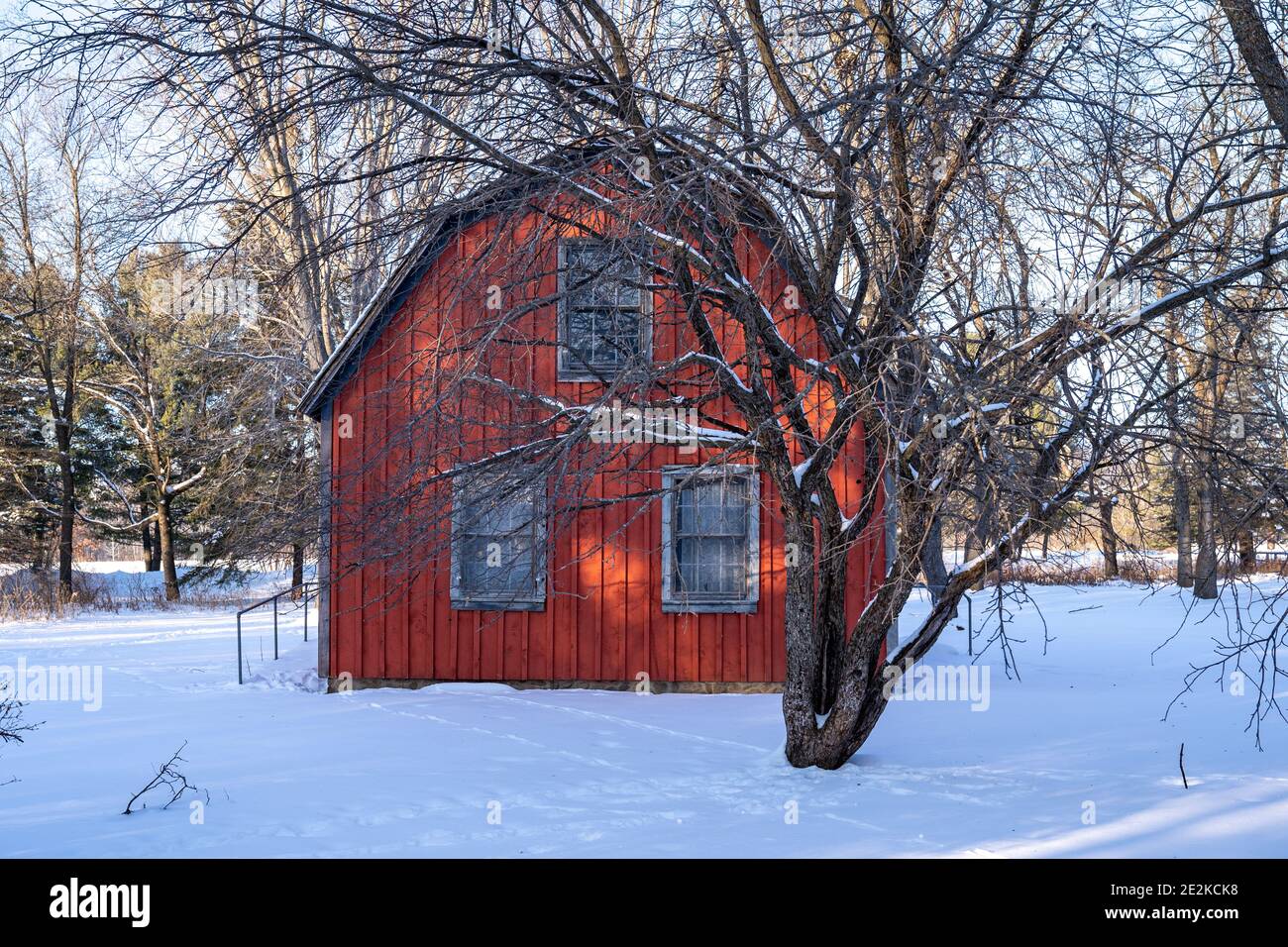 Scandia, Minnesota January 2, 2021 Exterior of the historic Johannes