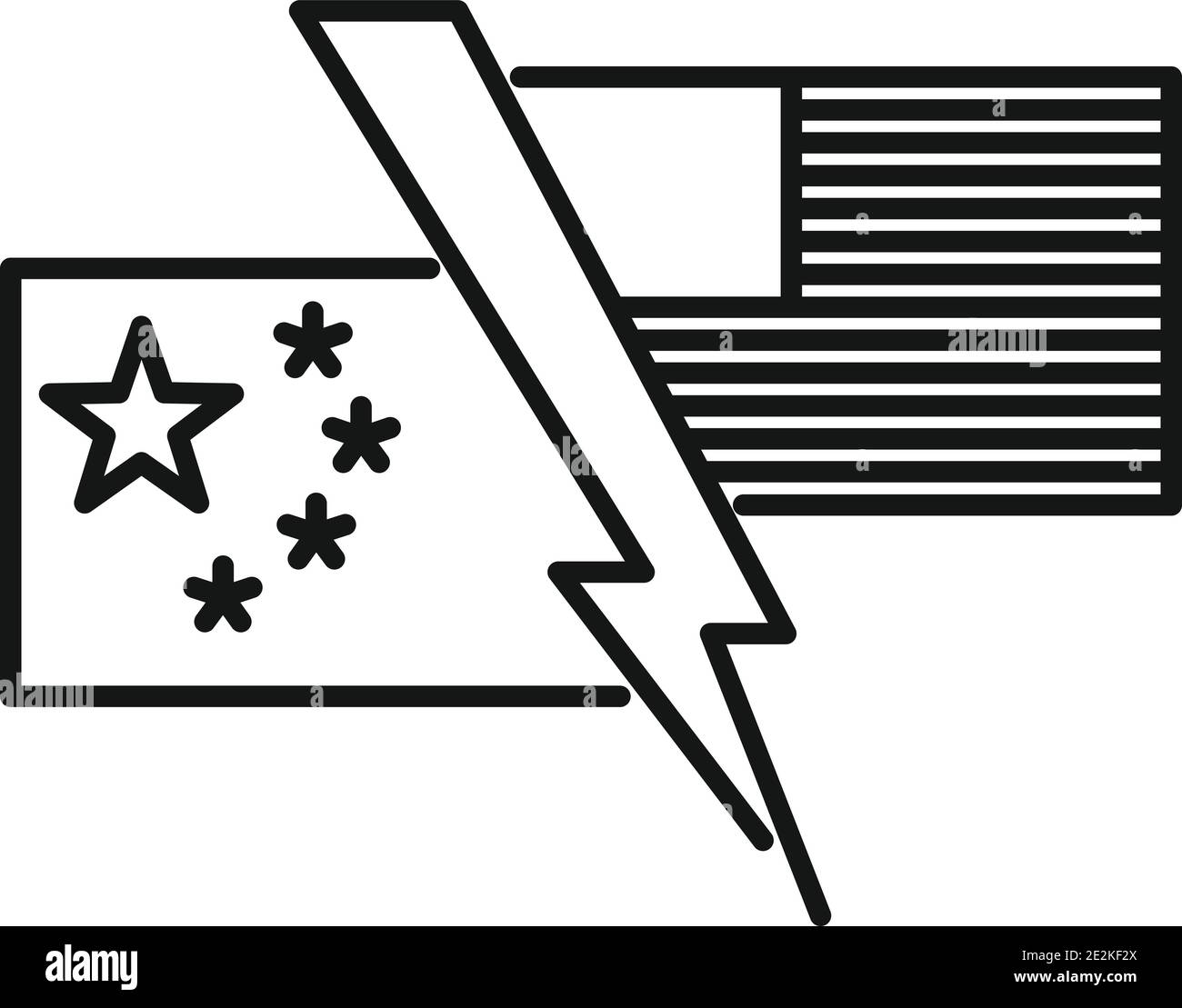 China usa trade war icon, outline style Stock Vector