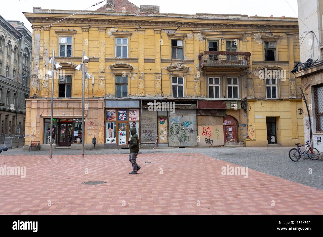 Timisoara, Romania - January 04, 2020: Man walking on the street. Real people. Stock Photo