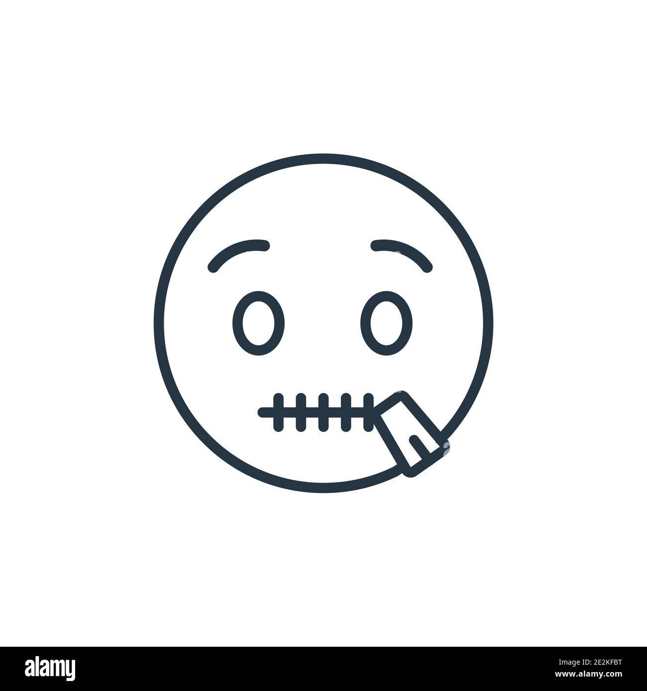 Zipper-mouth emoji outline vector icon. Thin line black zipper-mouth emoji icon, flat vector simple element illustration from editable emoji concept i Stock Vector