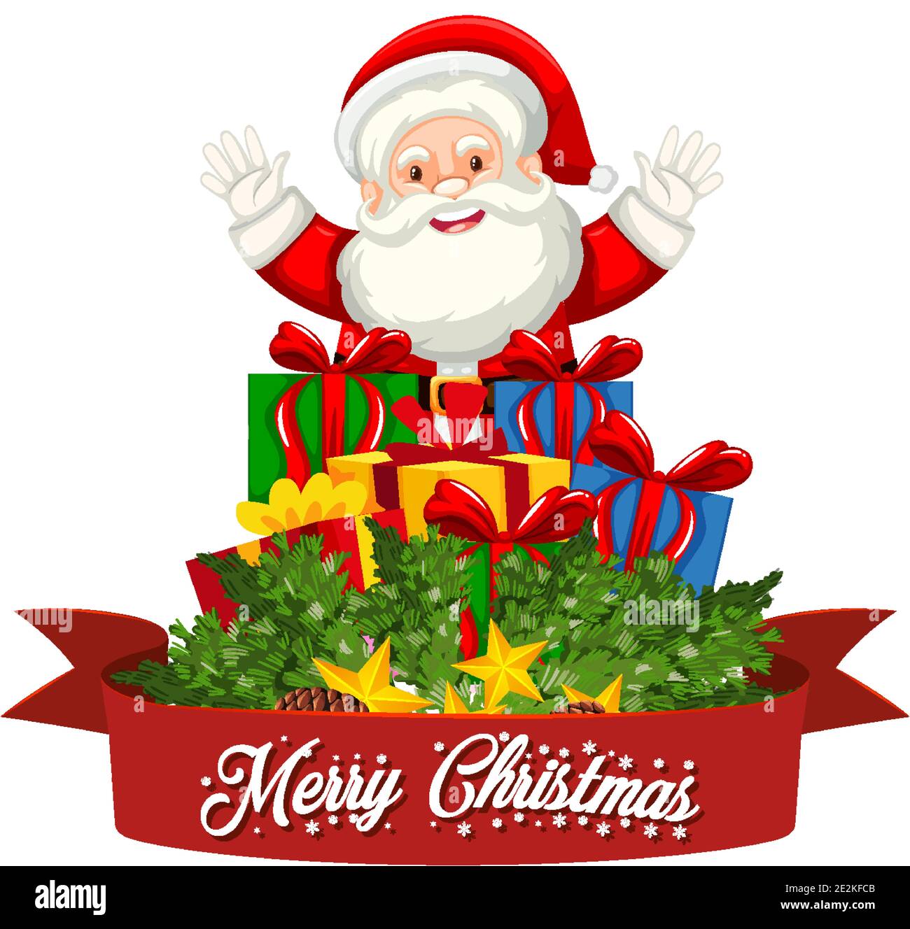Merry Christmas font Santa Claus illustration Stock Vector Image & Art ...