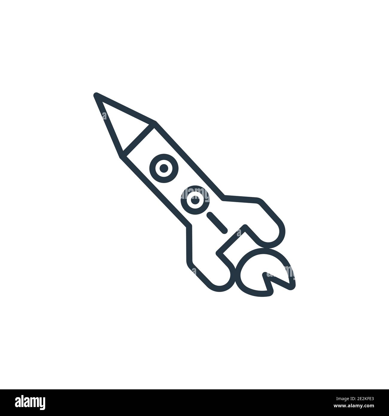 Creative pencil rocket outline vector icon. Thin line black creative pencil rocket icon, flat vector simple element illustration from editable general Stock Vector