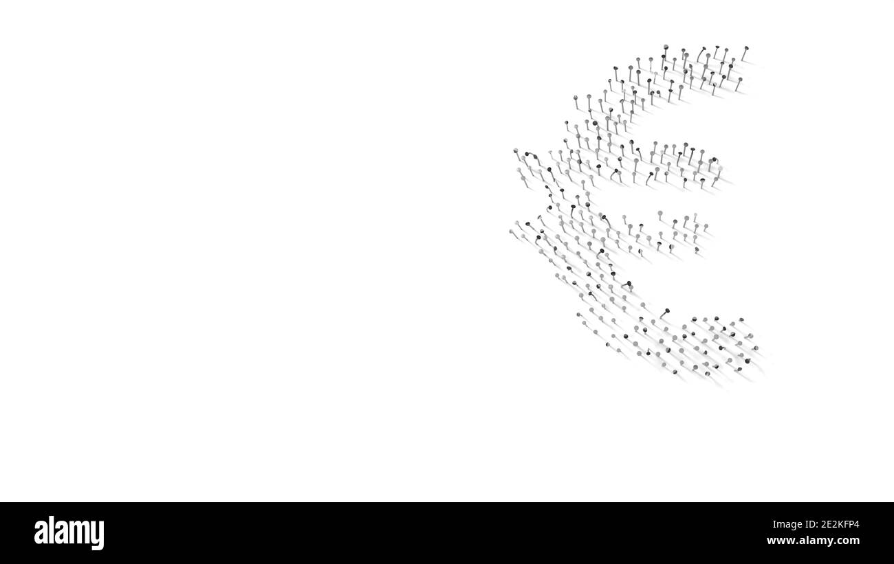 3d rendering symbol of euro sign wrapped in gold thermal foil plate on