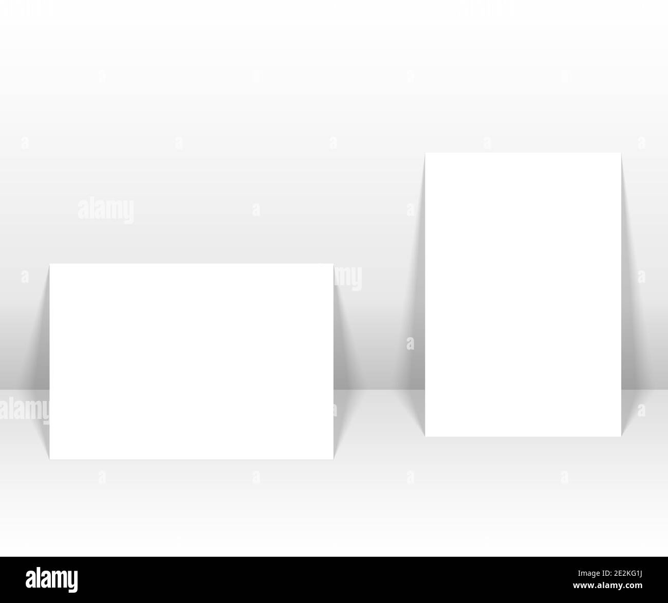 Set a white sheets A4 of paper against the wall. Realistic shadow. Vector card template. Eps10